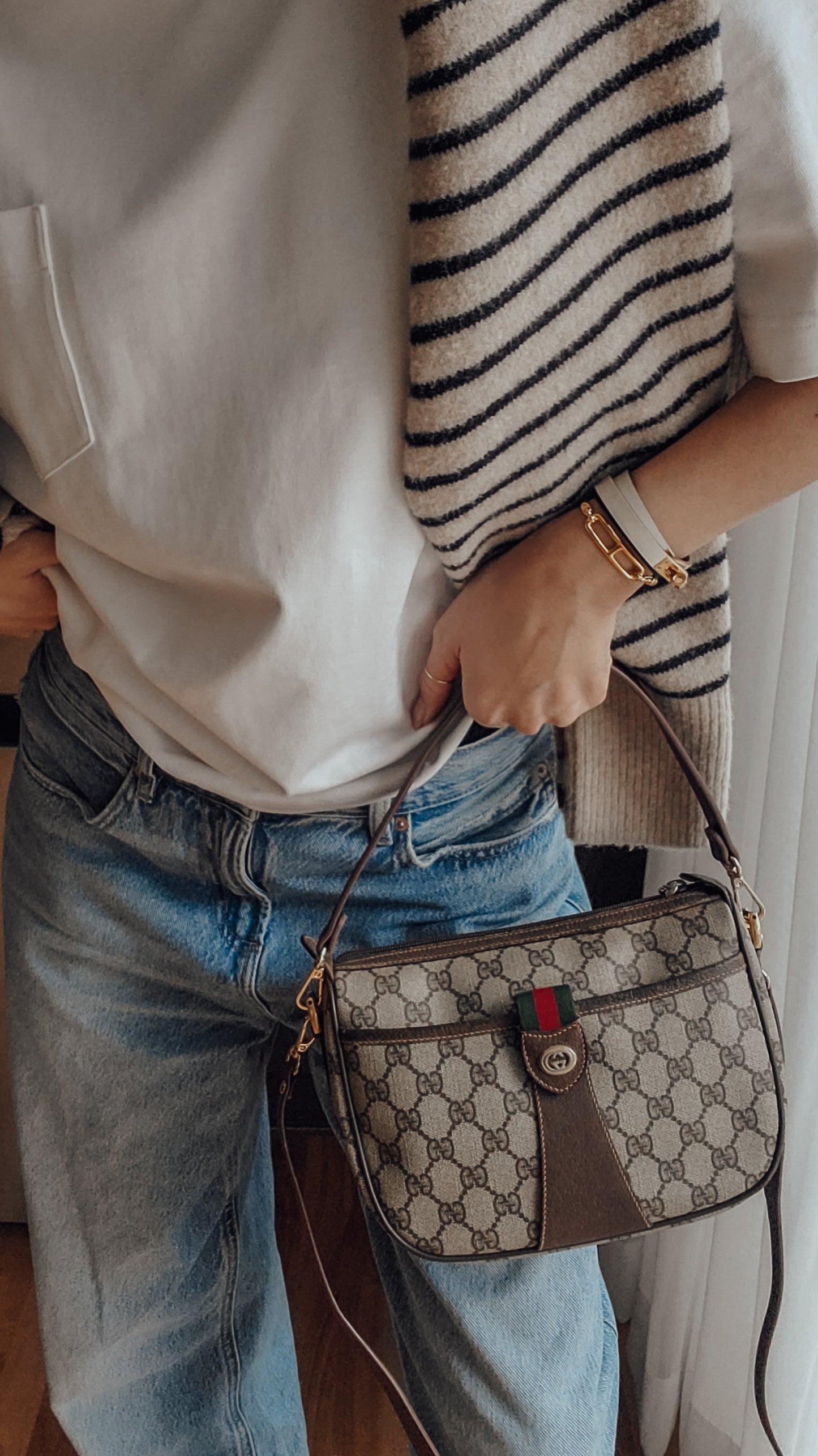 Authentic Vintage Gucci Upcycle Shoulder/ Crossbody Brown Purse on Chain