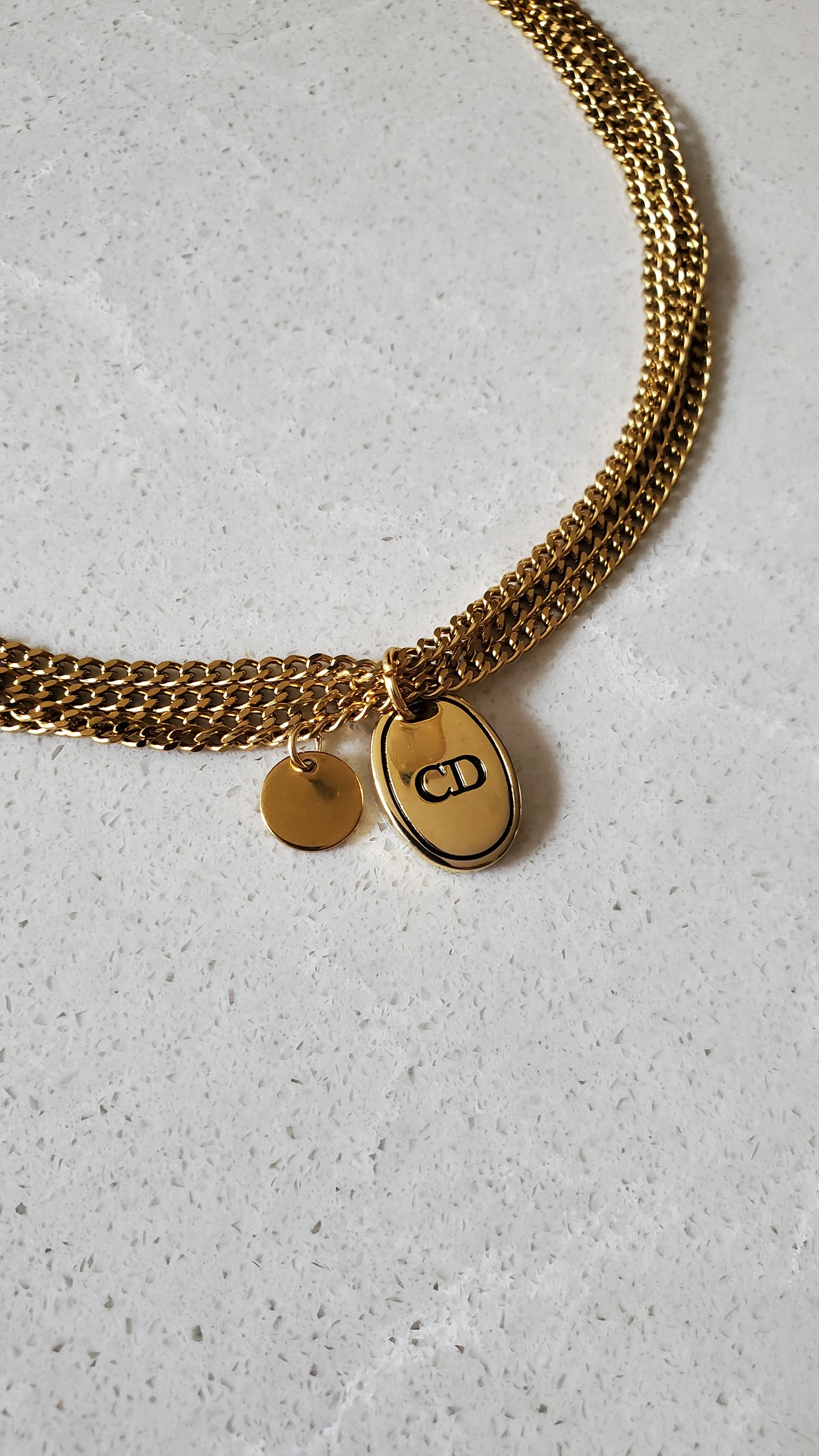 Authentic Vintage Dior Upcycle Gold Multi Layers Necklace