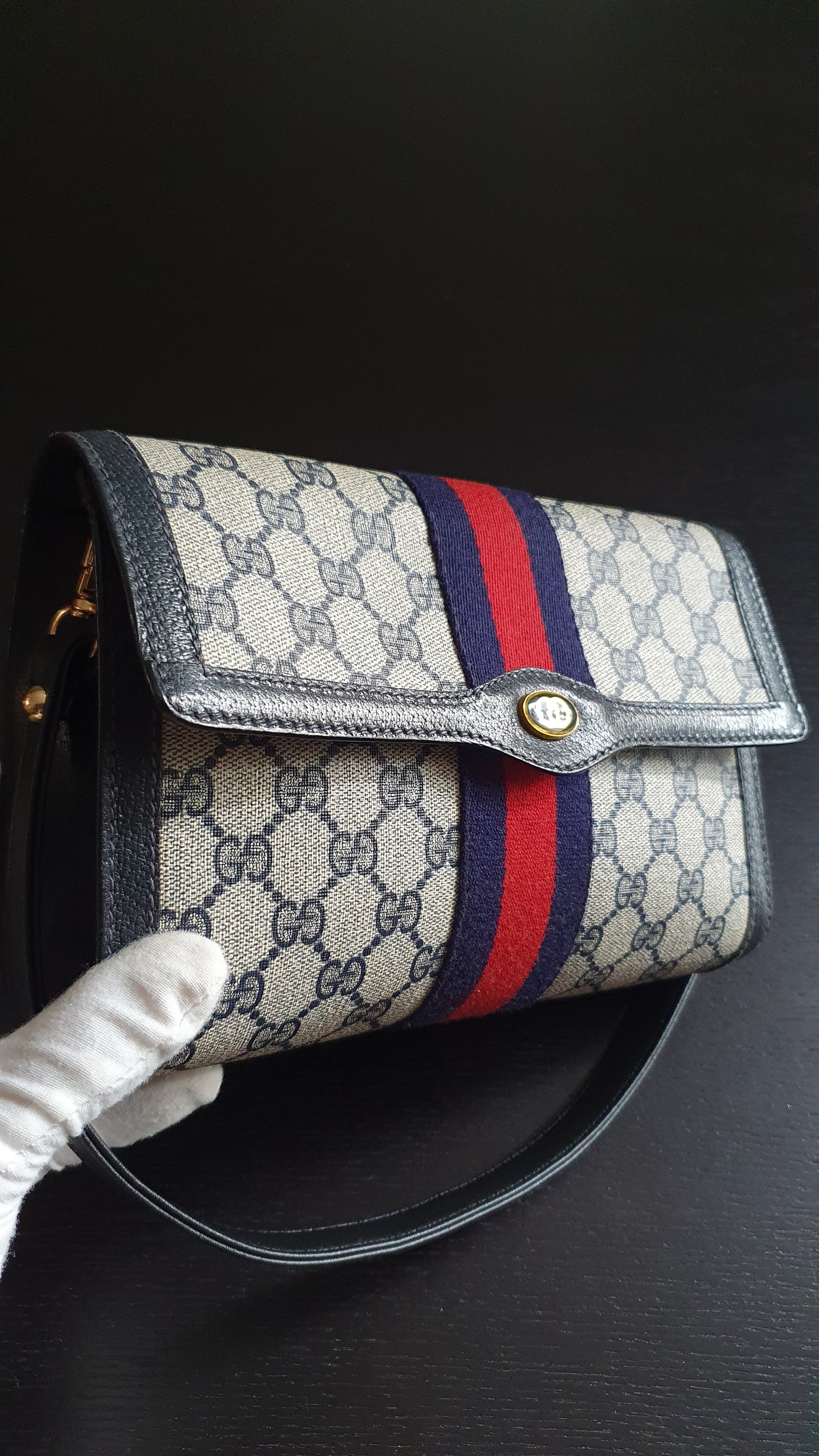 Authentic Vintage Gucci Upcycle (Dark Navy) Versatile Purse