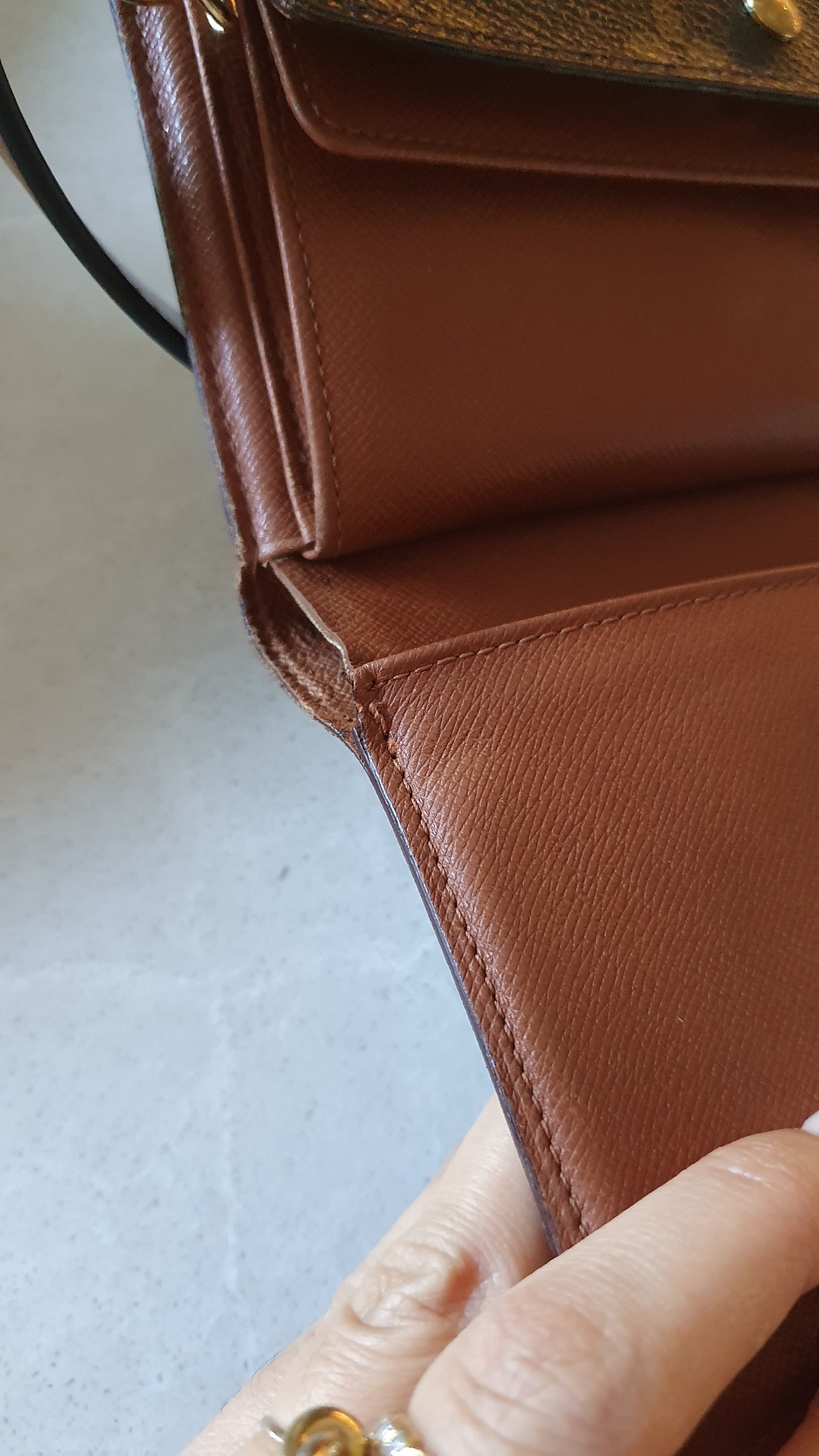 Authentic Vintage Louis Vuitton Small Brown Wallet with Short Handle Strap