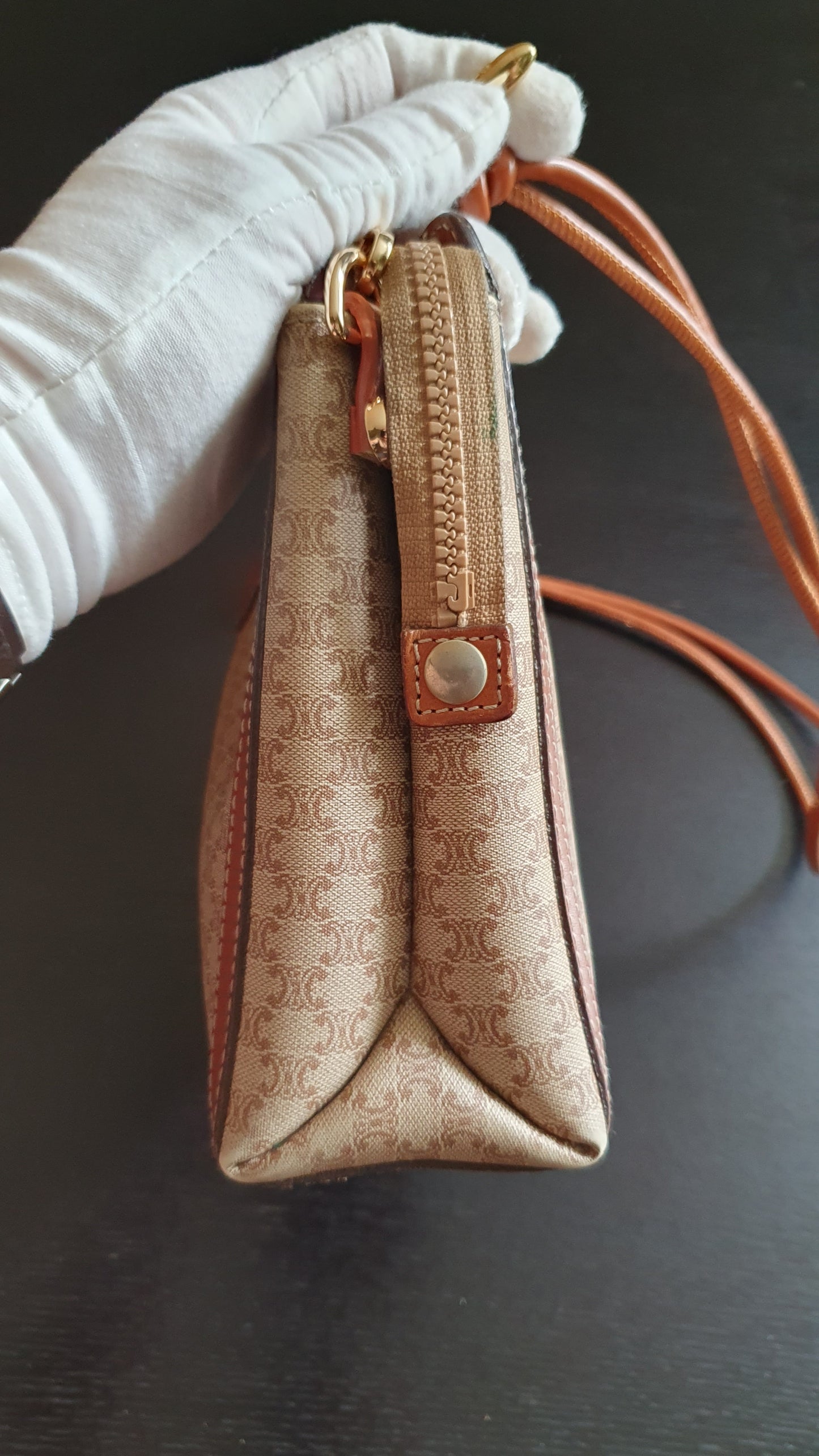 Authentic Vintage Celine Upcycle Tan/ Brown Versatile Purse with Knotted Strap