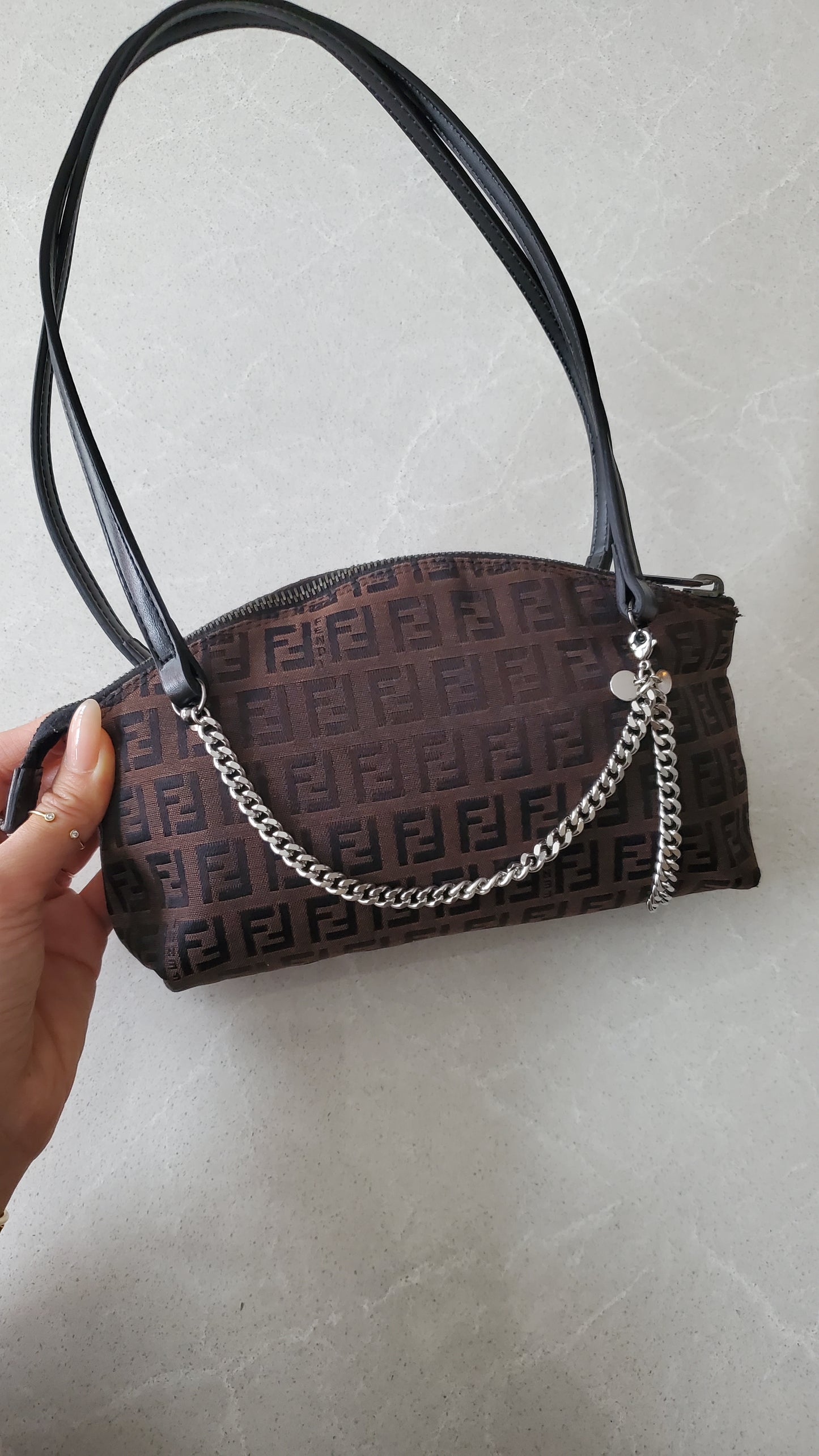 Authentic Vintage Fendi Upcycle Shoulder Purse on Chain & Strap