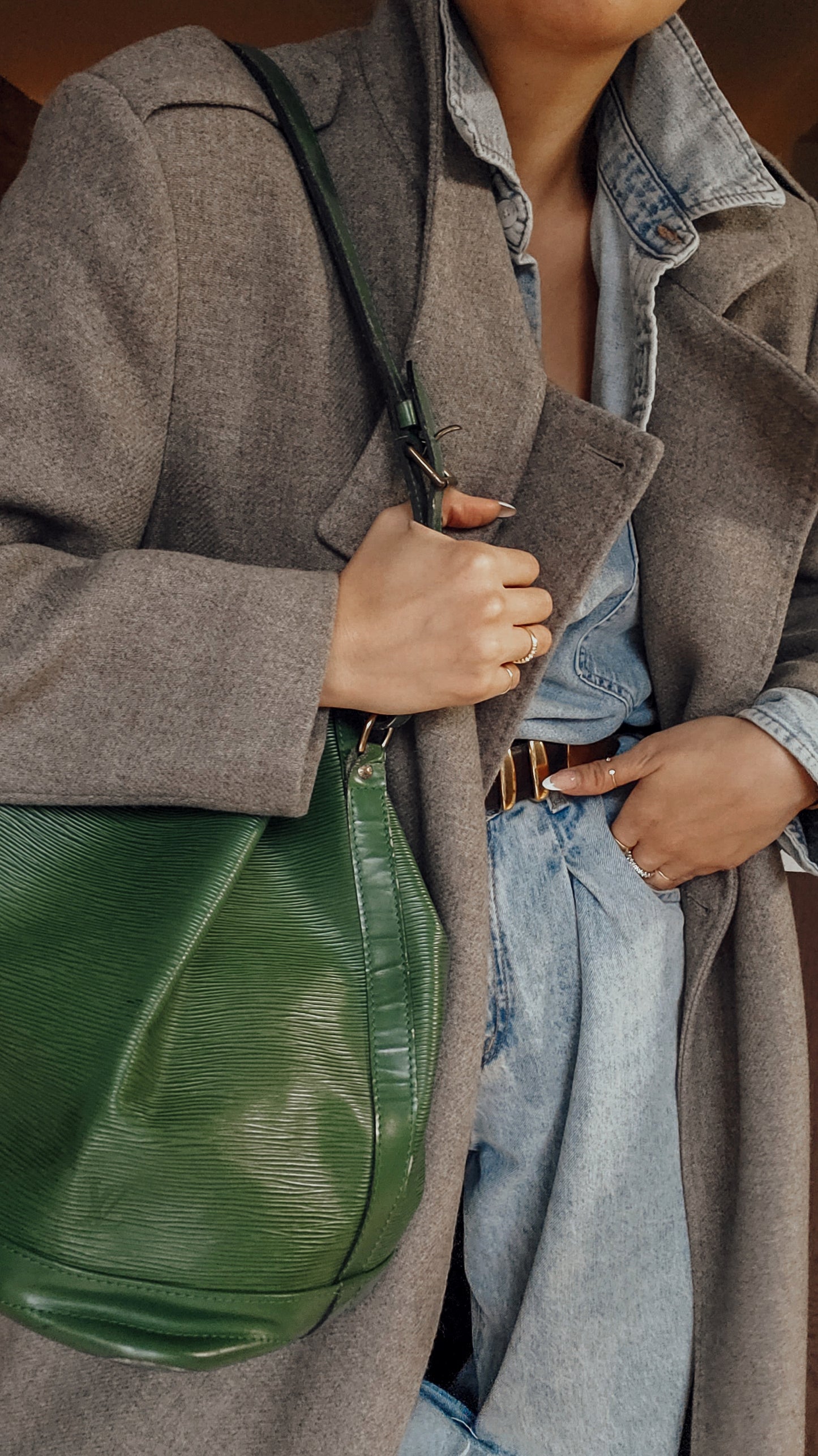 Authentic Vintage Louis Vuitton Green Epi Bucket Bag