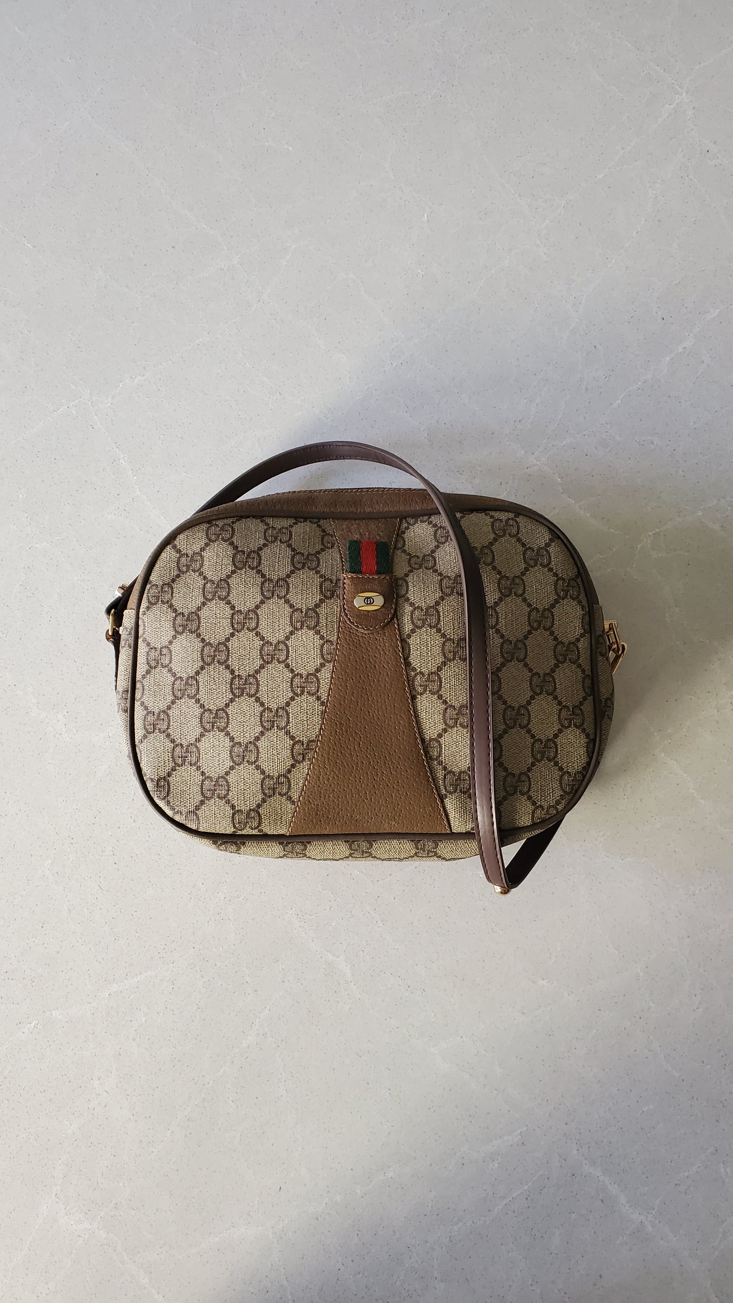 Authentic Vintage Gucci Upcycle Brown Purse with Shoulder Strap