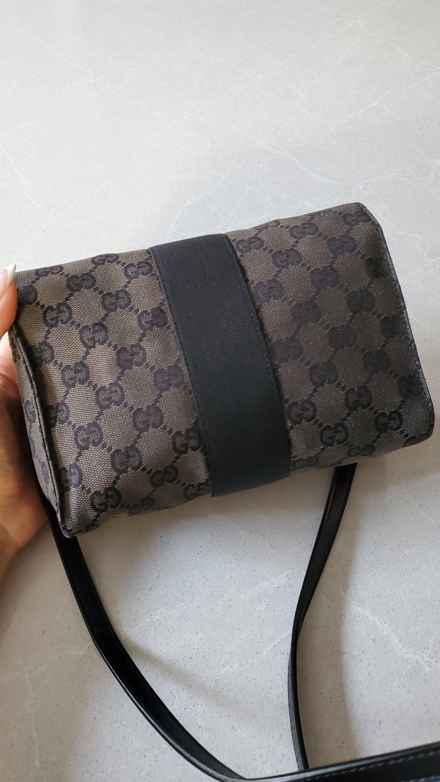 Authentic Gucci Upcycle Black Monogram Purse with Strap