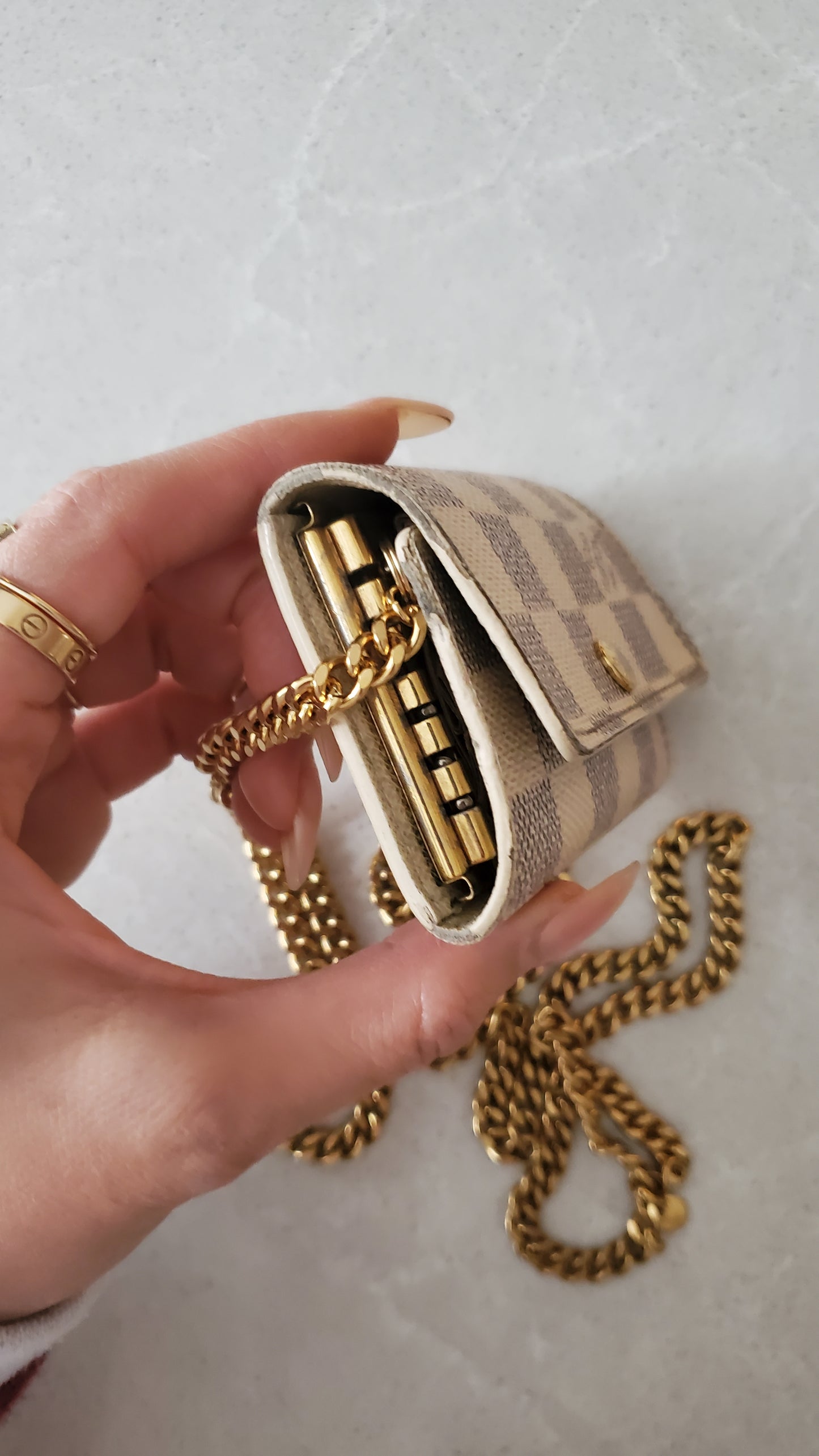 Authentic Louis Vuitton Damier Upcycle Keyholder on Chain