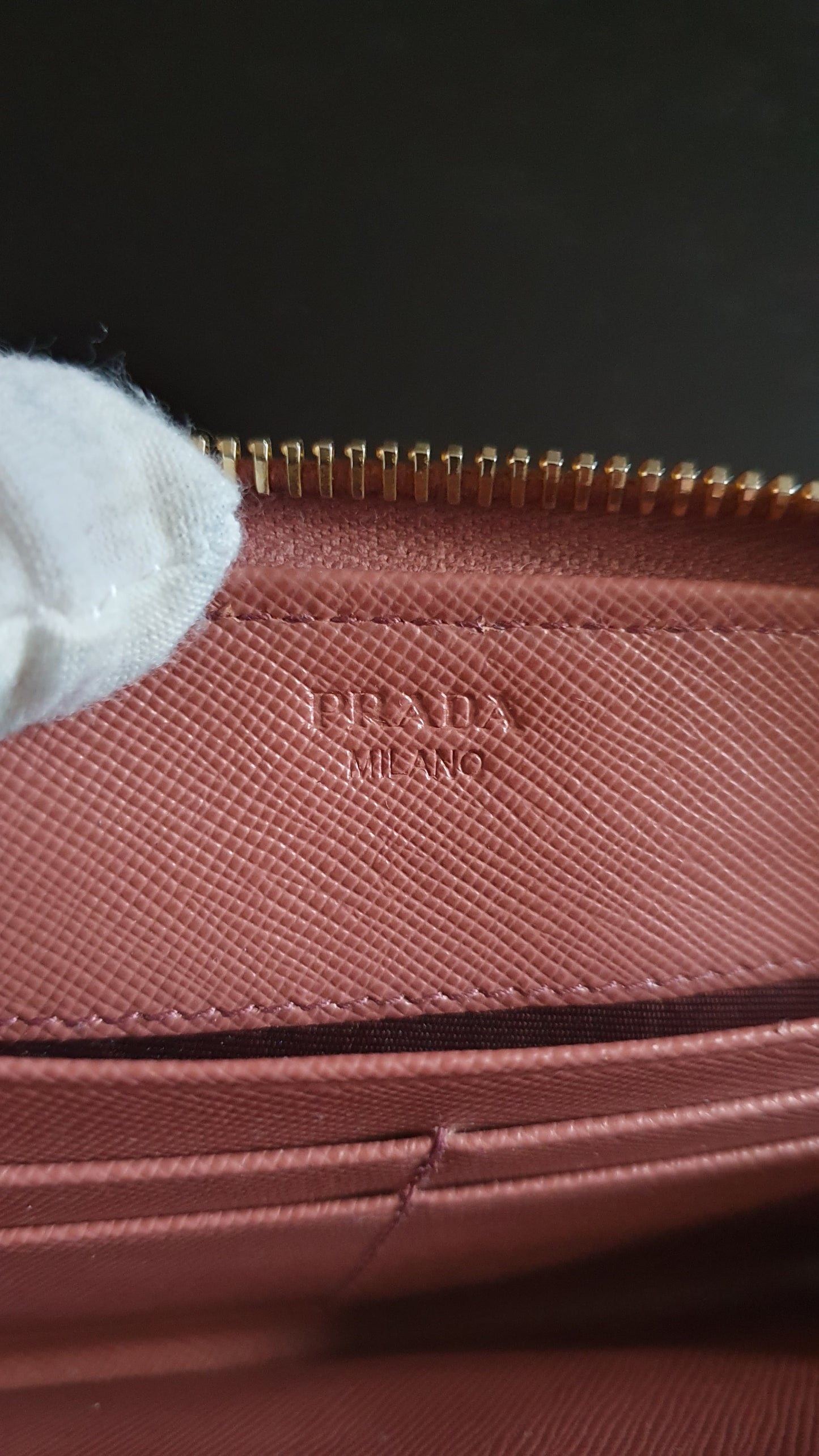 Authentic Prada Upcycle Pink Zip Wallet with Chains