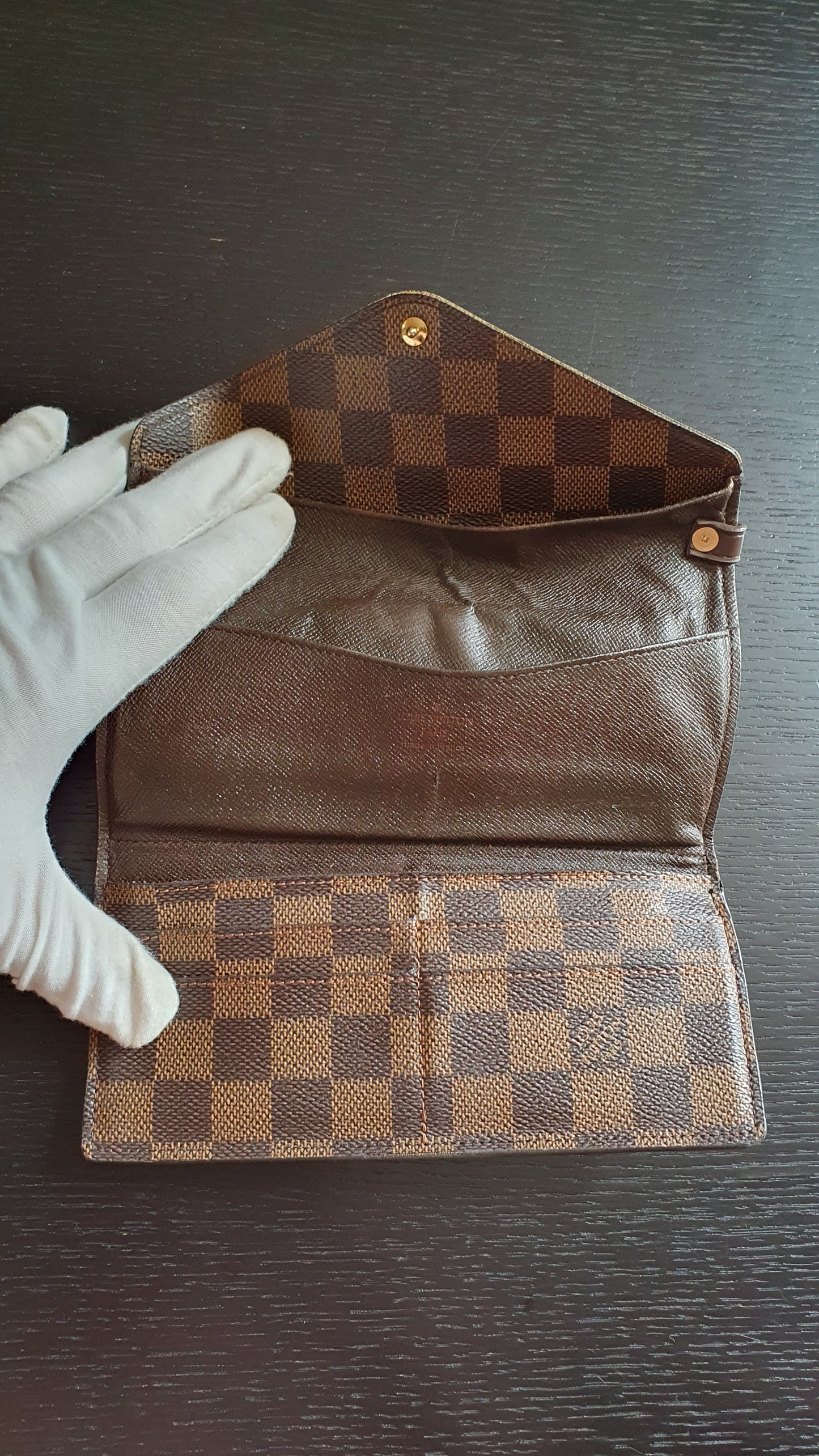 Authentic Louis Vuitton (2) Upcycle Brown Damier Wallet with Straps