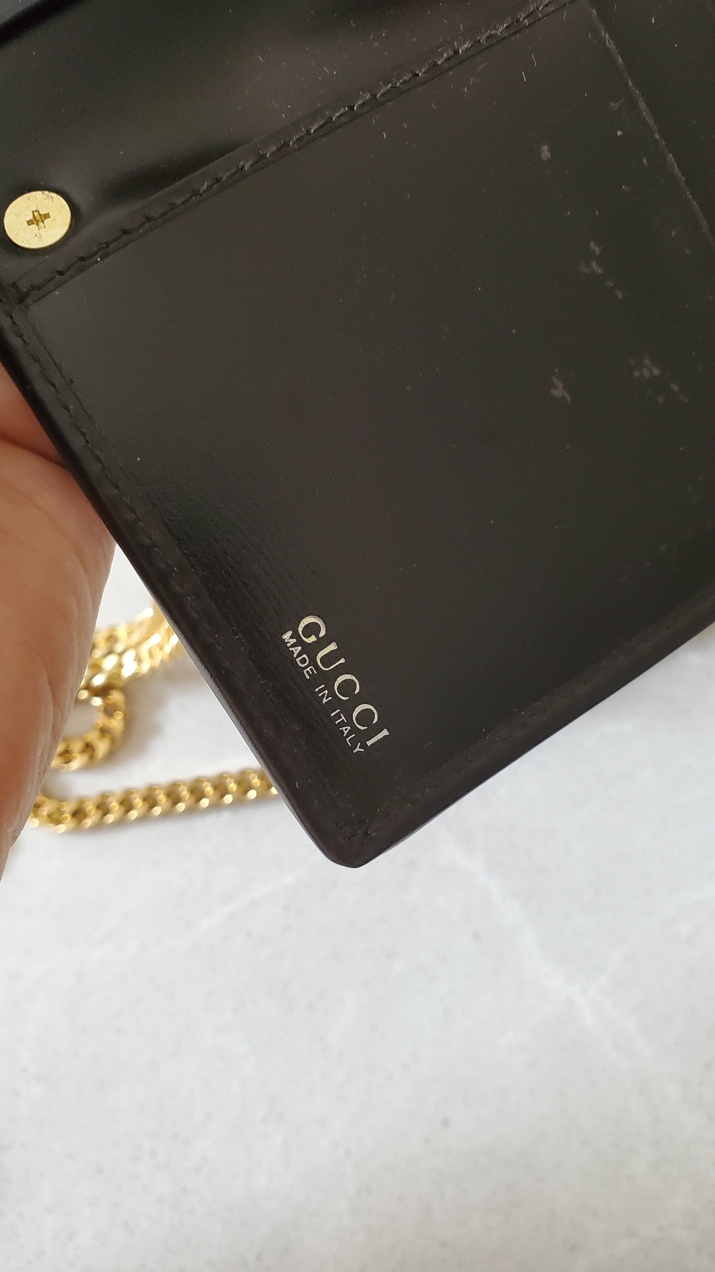 Authentic Unique Vintage Gucci Upcycle Versatile Black Furry Flap Wallet on Chain