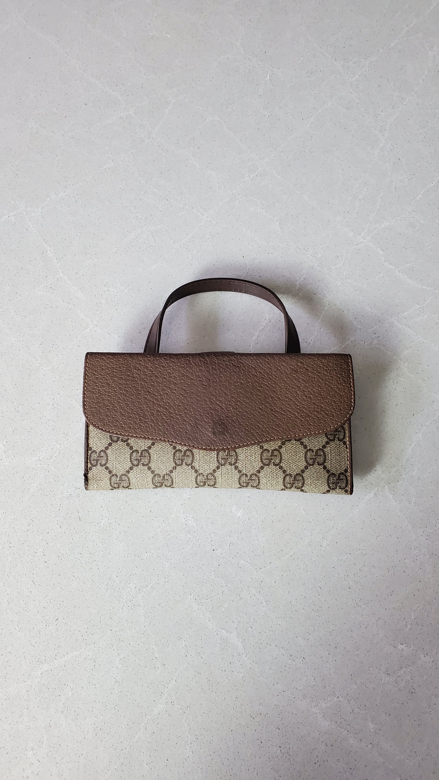 Authentic Vintage Gucci Upcycle Brown Wallet with Single Handle