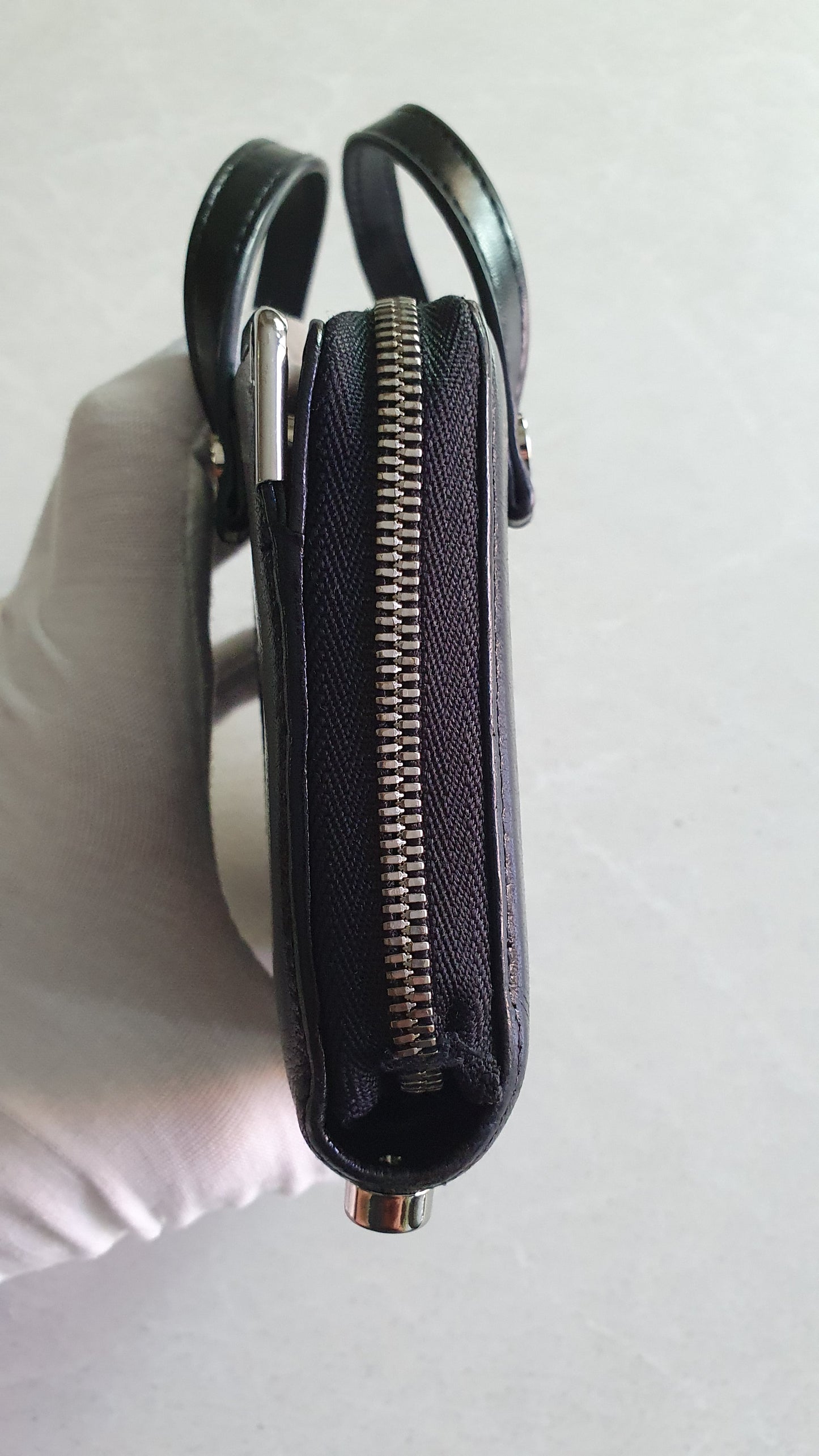 Authentic Vintage Cartier Upcycle Black Leather Wallet with Two Handles