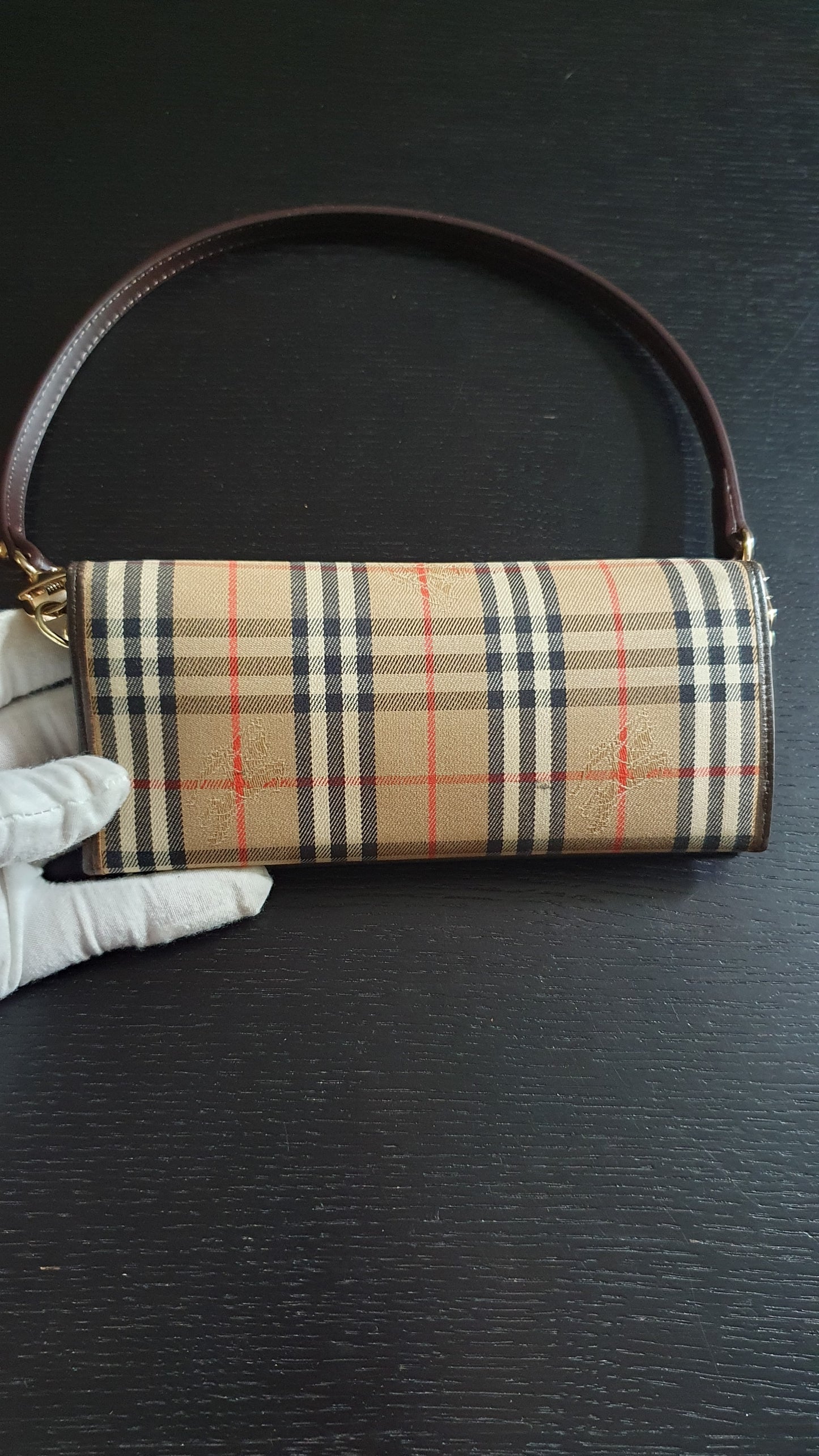 Authentic Burberry Upcycle Flap Wallet with Shoulder Strap