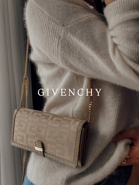 Authentic Givenchy Upcycle Long Beige Wallet on Chain