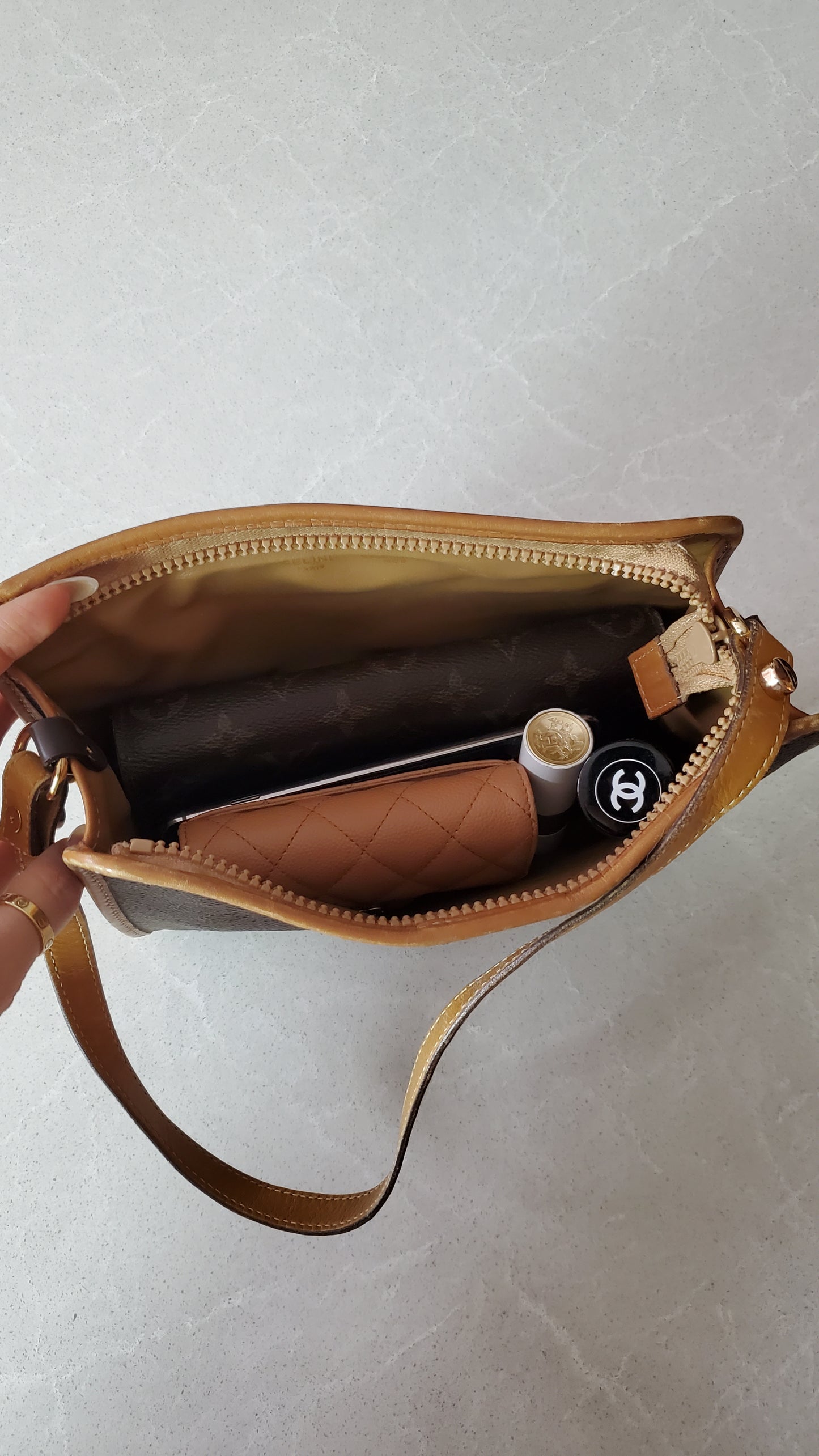 Authentic Vintage Celine Upcycle Brown/ Tan Shoulder Purse