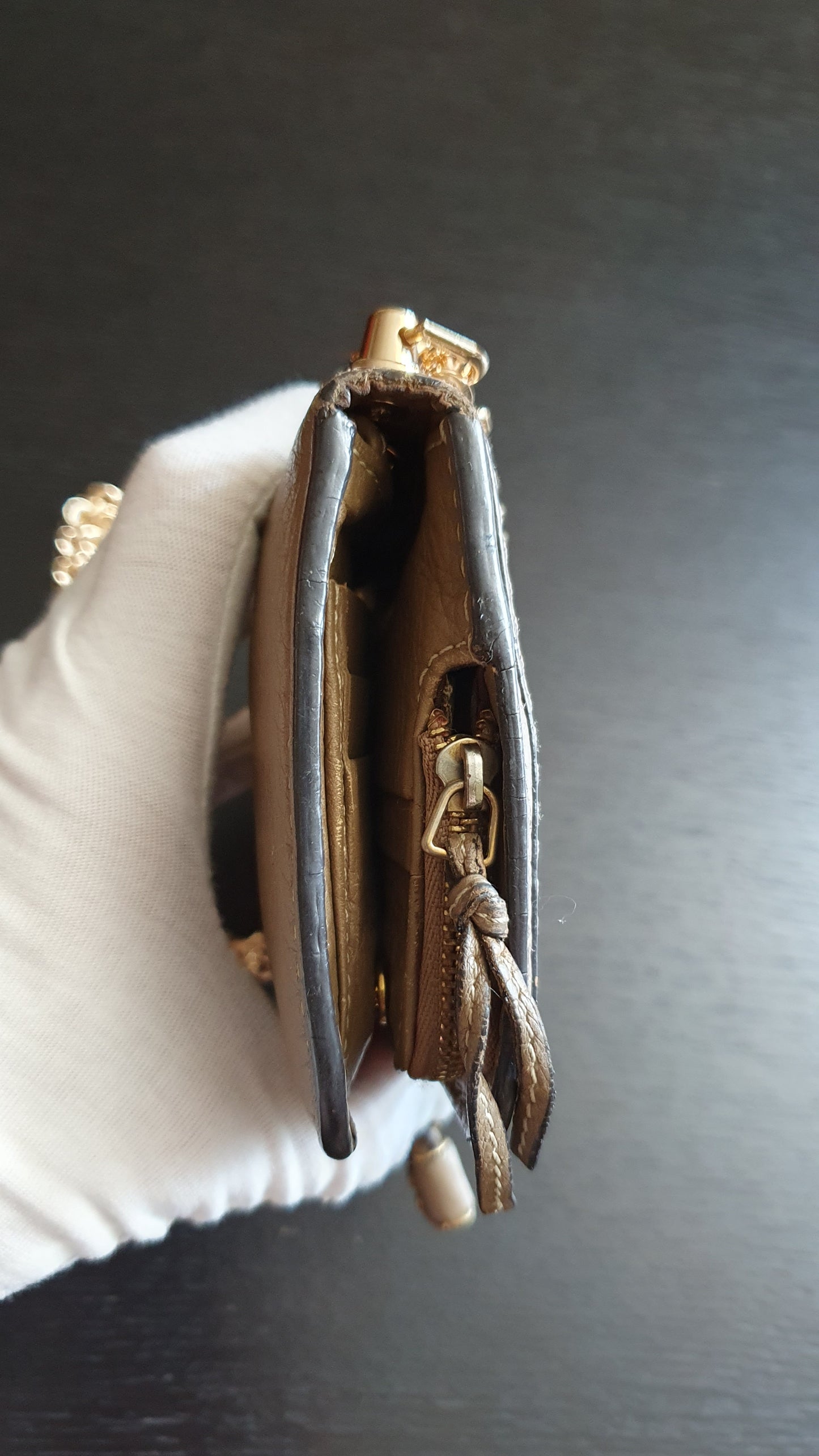 Authentic Chloé Upcycle Leather Wallet with Versatile Chain