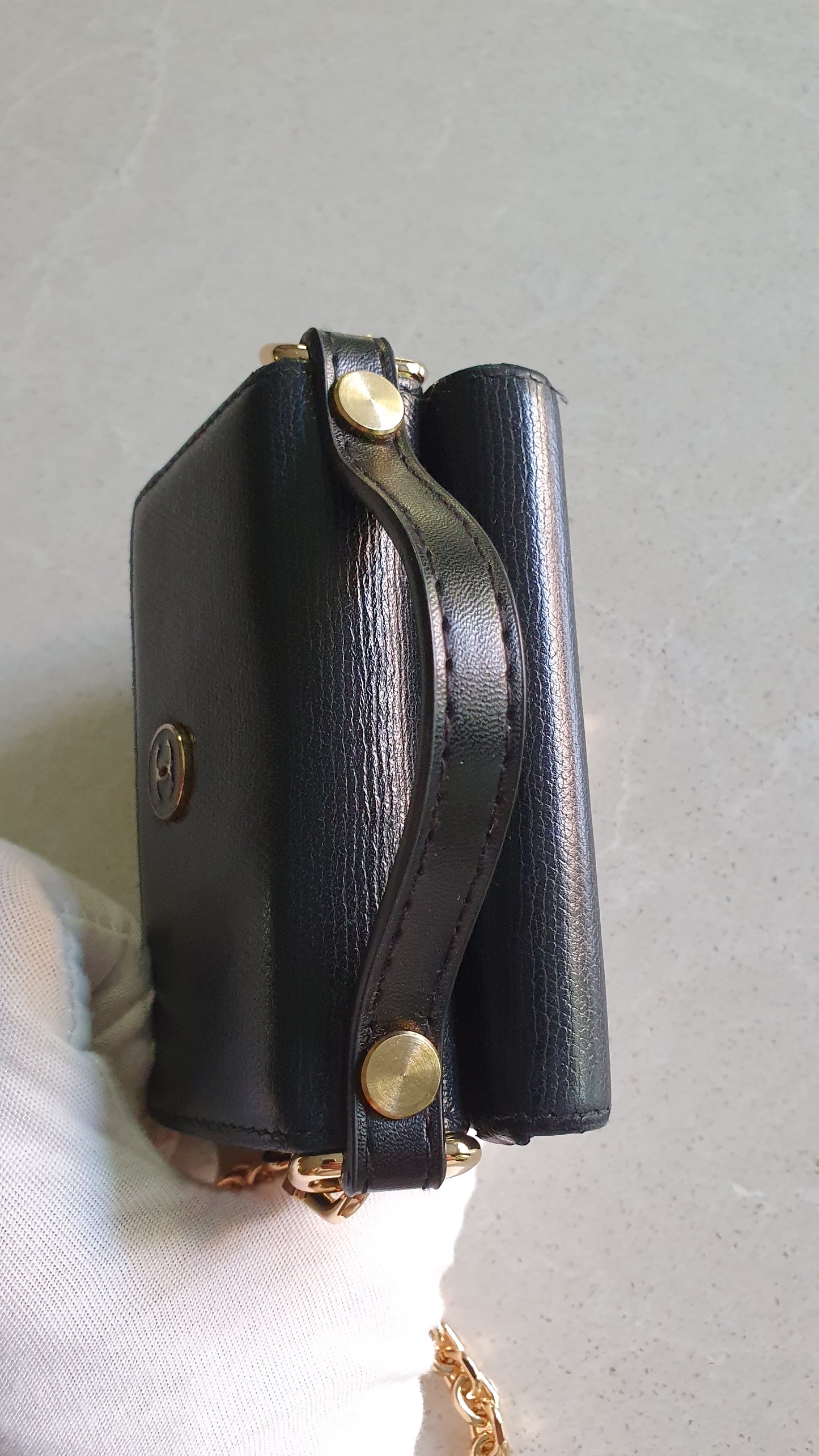 Authentic Chanel Upcycle Small Black Caviar Wallet with Strap and Chain