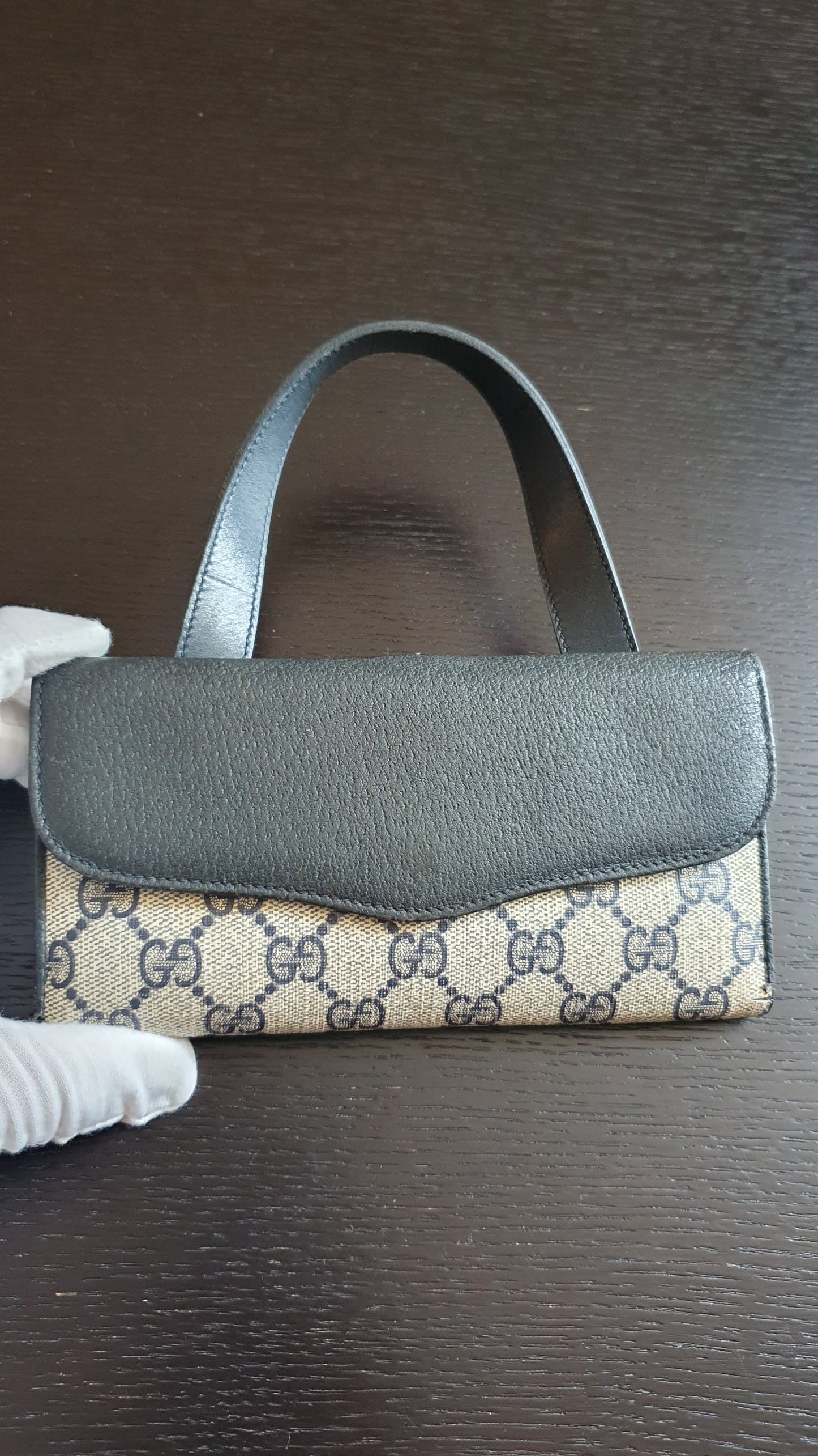Authentic Vintage Gucci Upcycle Navy Wallet with Single Strap
