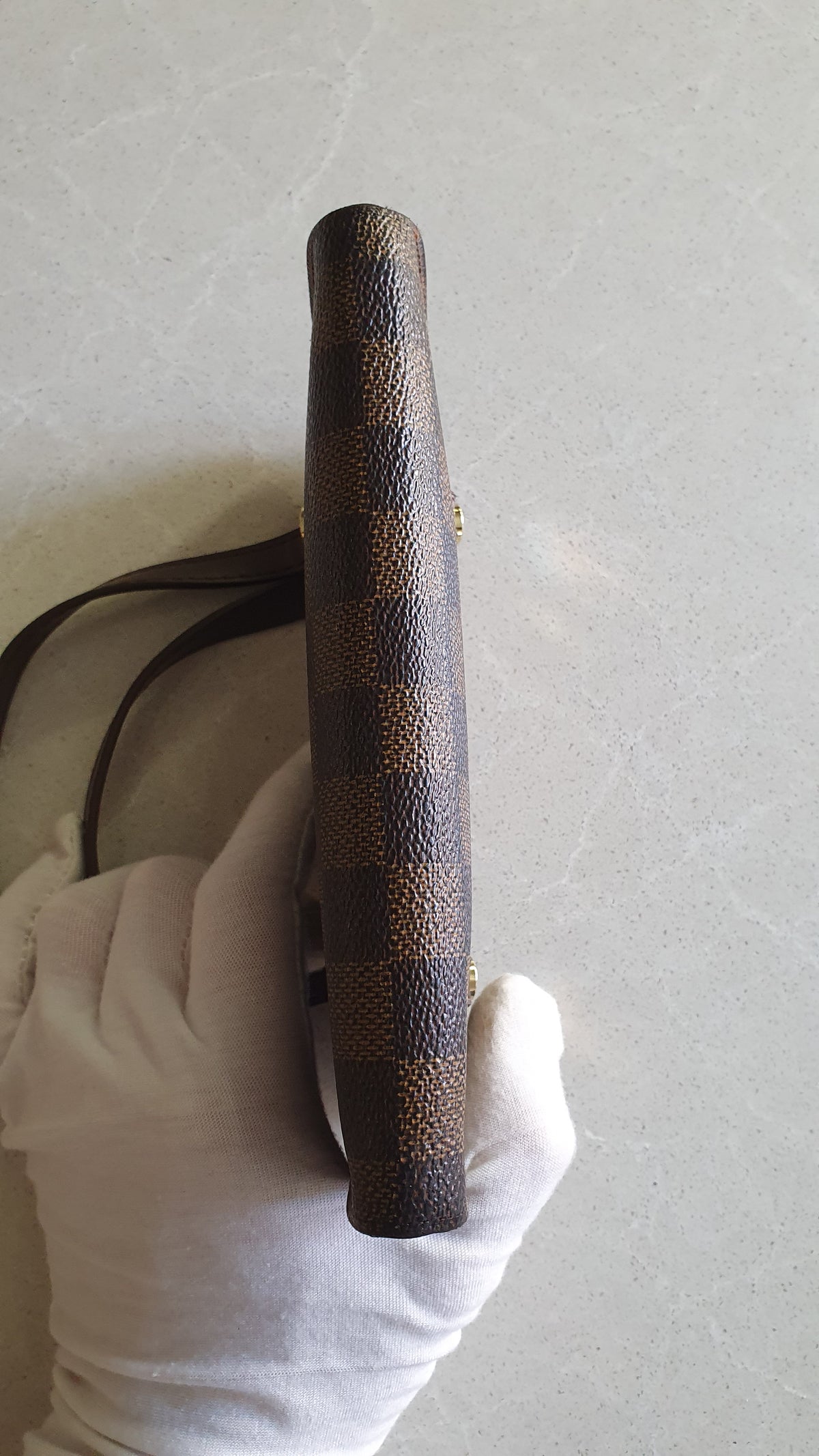 Authentic Vintage Louis Vuitton Upcycle Brown Damier Zip Wallet with Two Handles