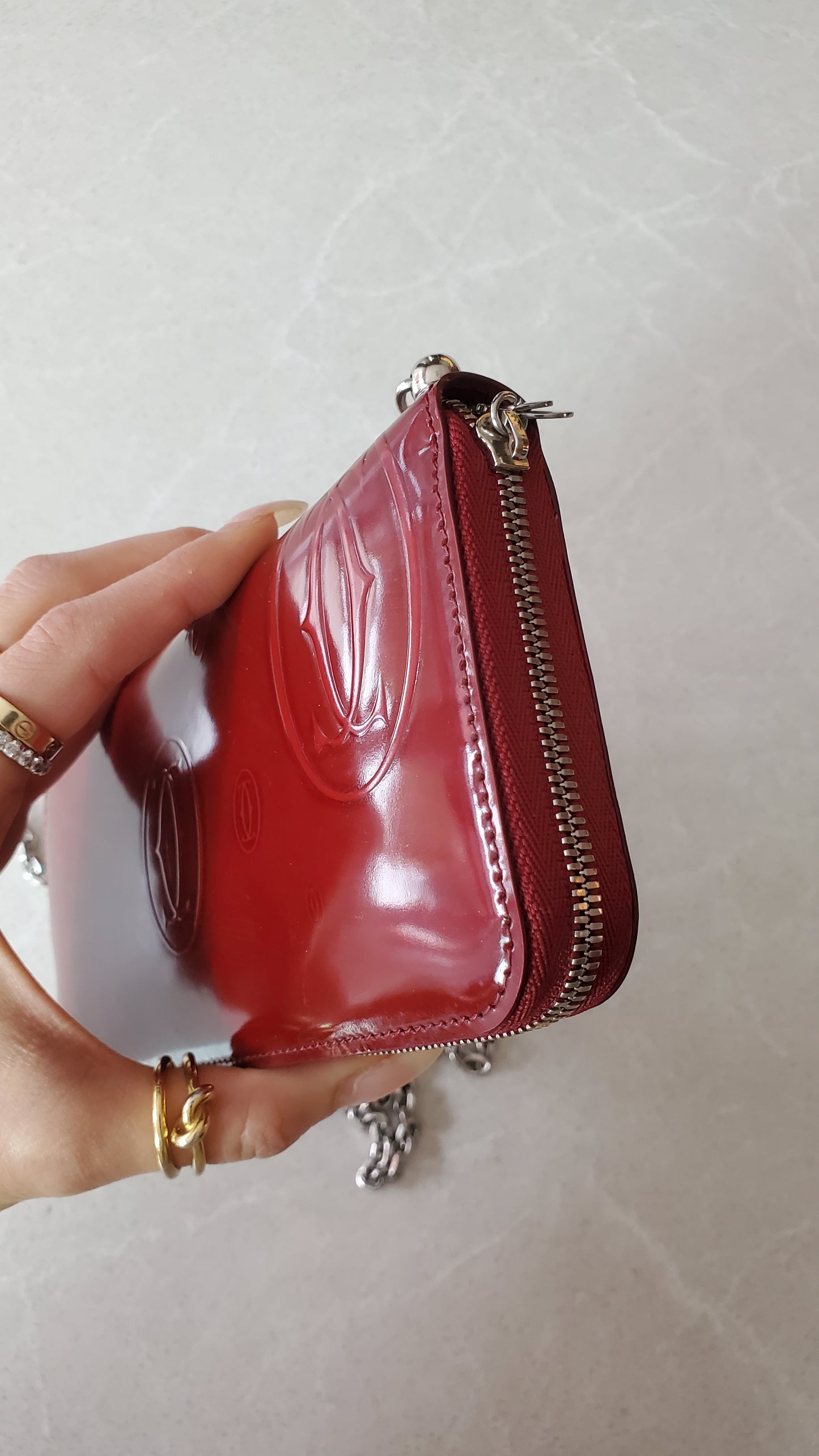 Authentic Vintage Cartier Upcycle Long Zip Wallet with Chains