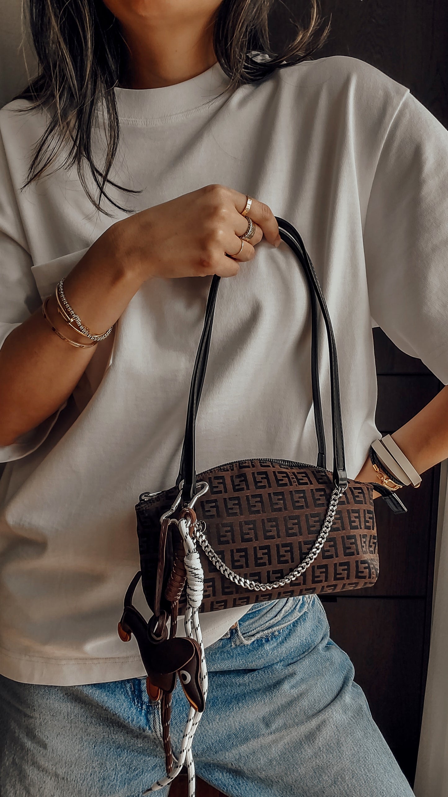 Authentic Vintage Fendi Upcycle Shoulder Purse on Chain & Strap