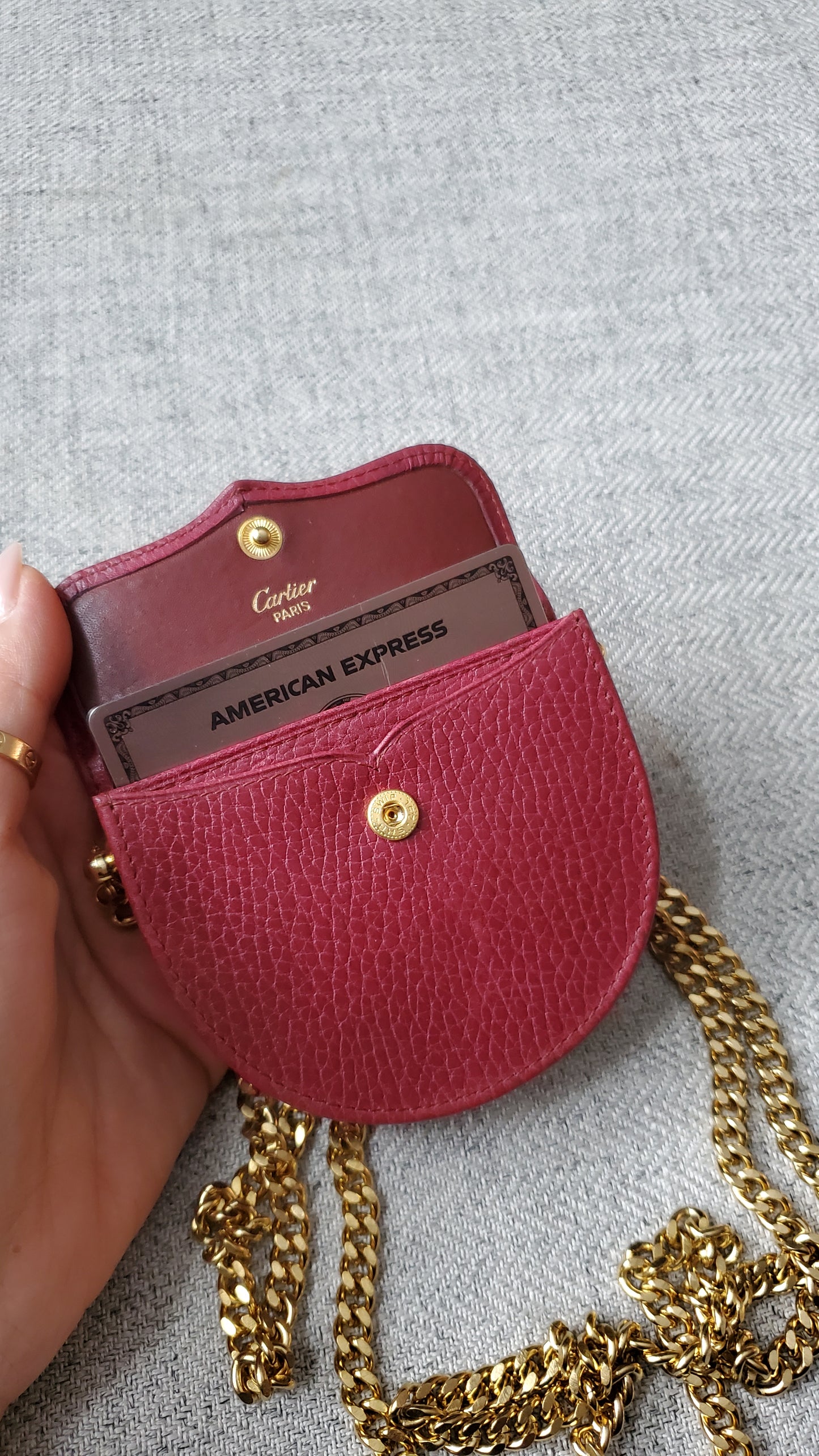 Authentic Vintage Cartier (1/2) Upcycle Mini Pouch on Chain