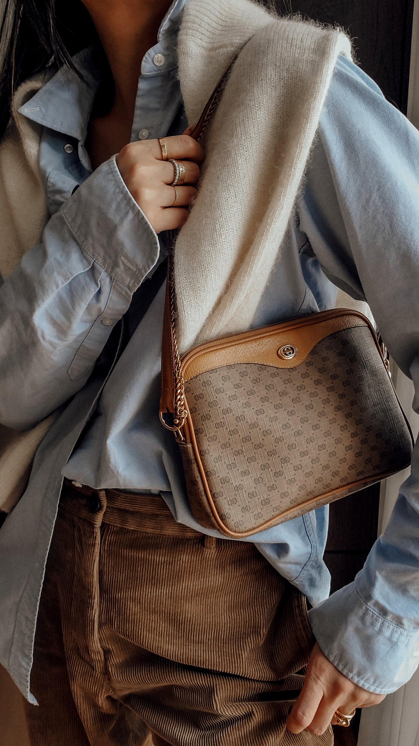 Authentic Vintage Gucci Upcycle Shoulder Purse on Chain/ Strap