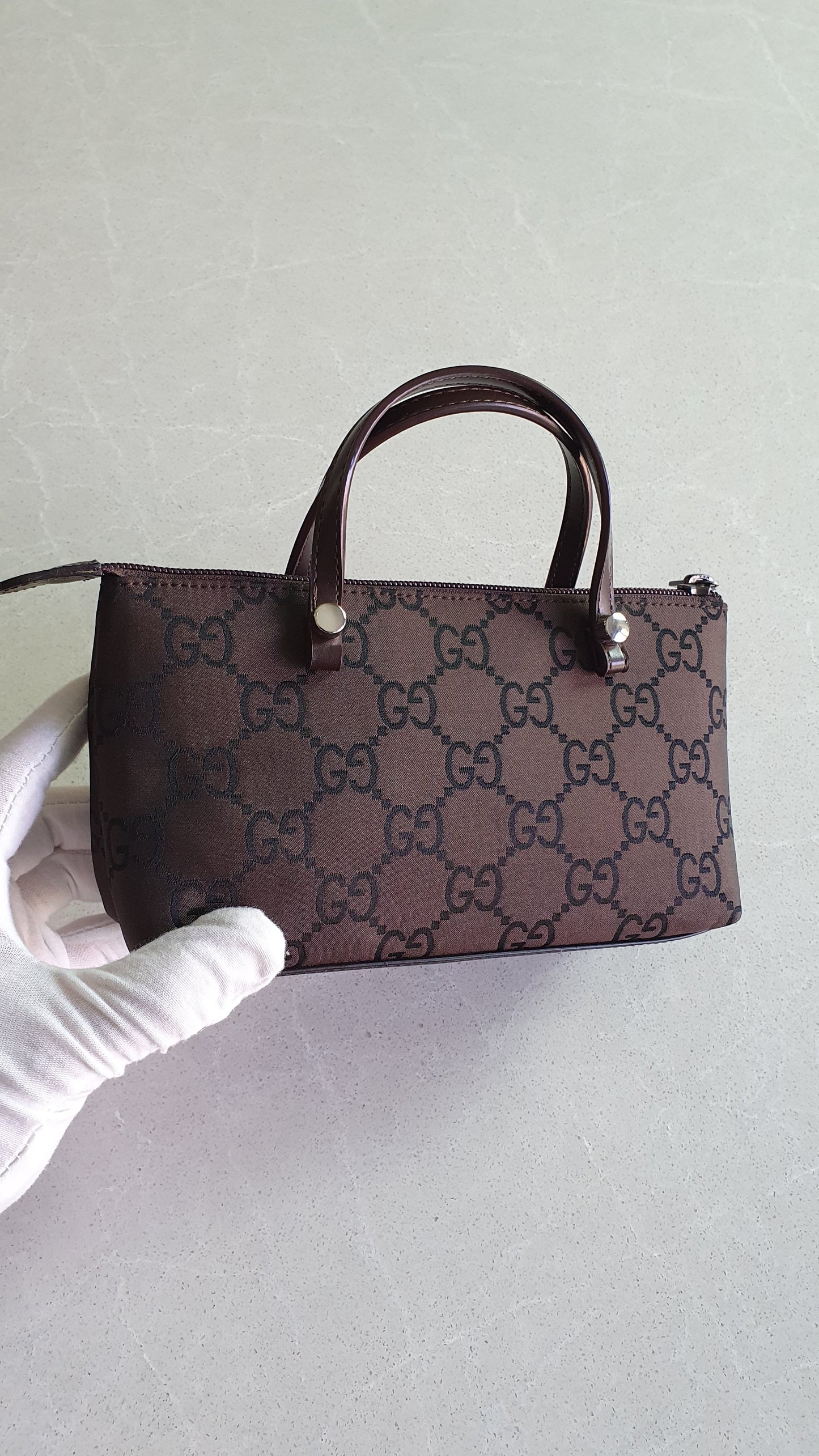 Authentic Gucci Upcycle Brown Purse with Two Handles