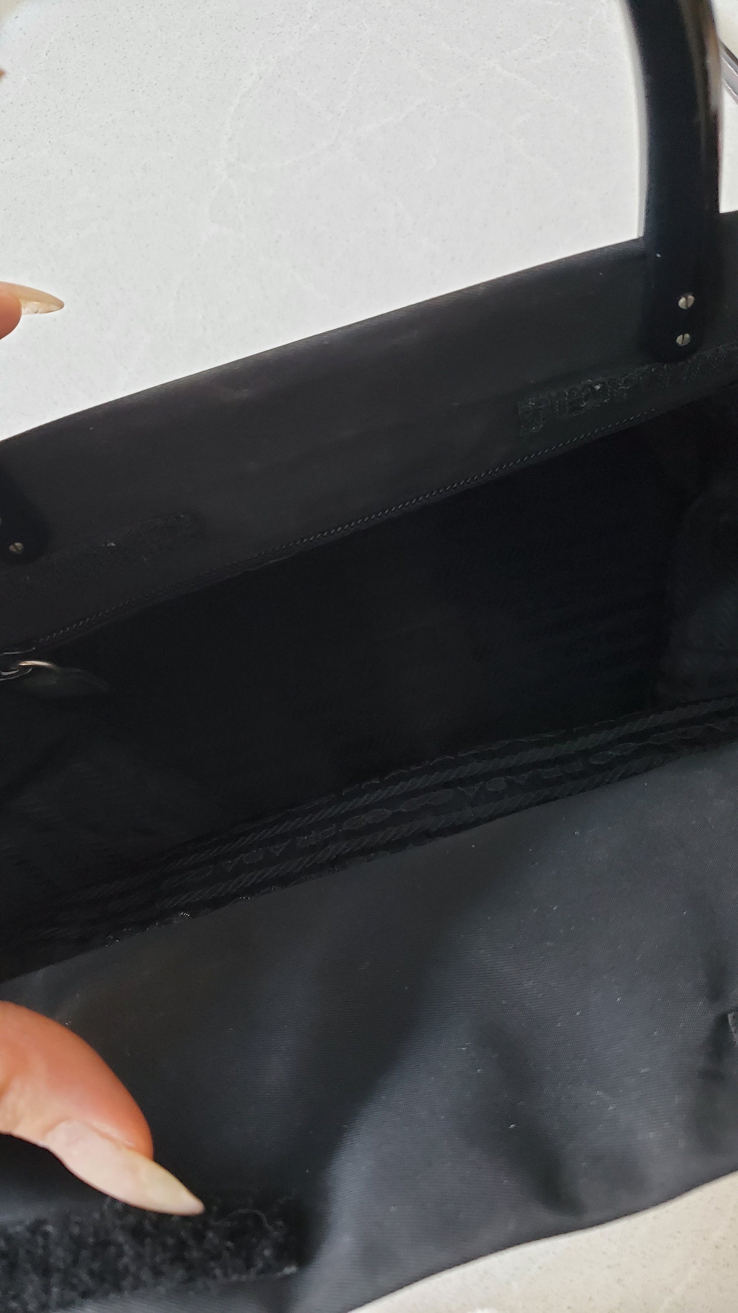 Authentic Prada Upcycle Black Nylon Tote Bag with Strap