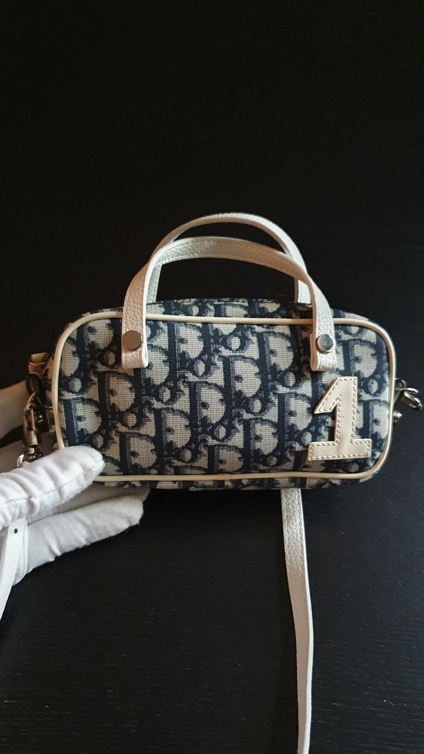 Authentic Vintage Dior Upcycle Navy Shoulder Pouch Purse with Straps