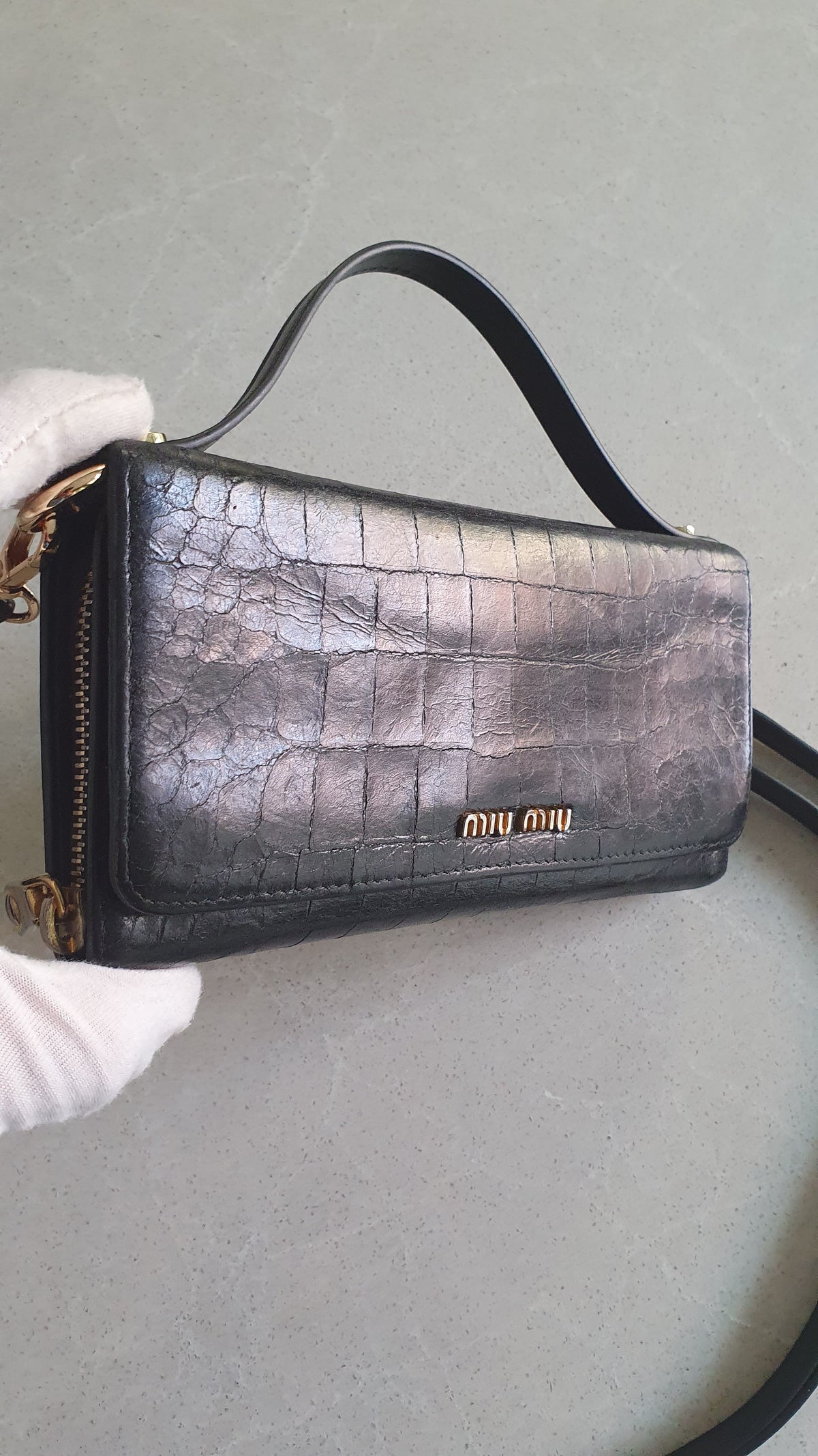 Authentic Miu Miu Upcycle Black Wallet with Straps
