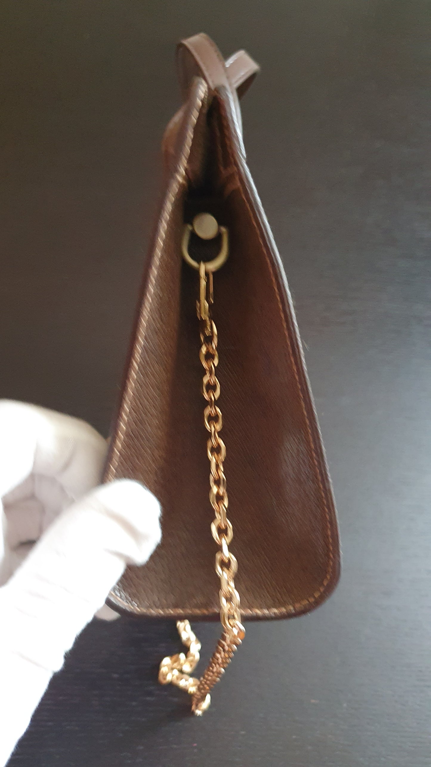 Authentic Vintage Gucci Upcycle Brown Purse (with velcro closing) with Handles & Chain