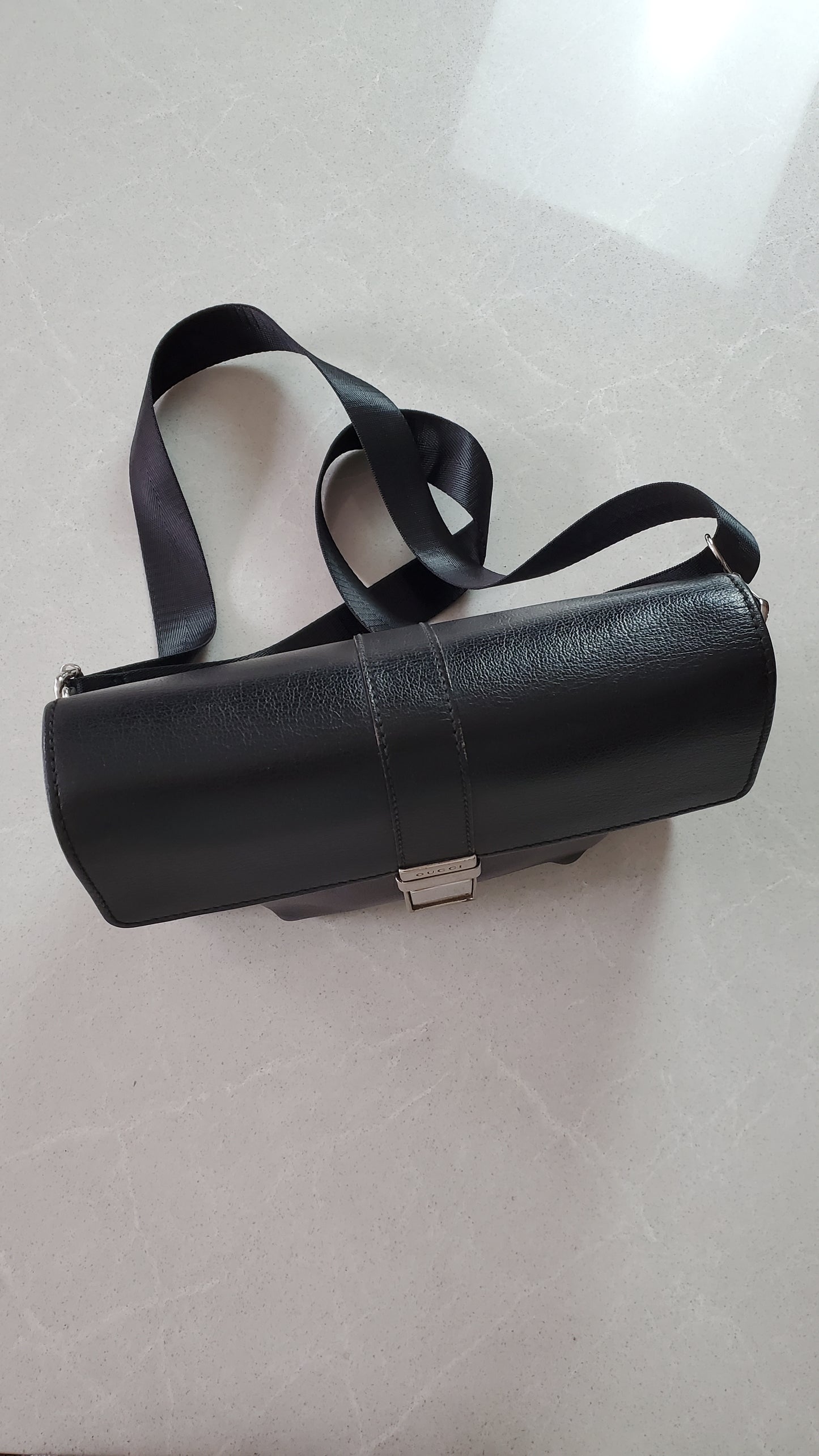 Authentic Gucci Upcycle Black Leather Purse with Strap