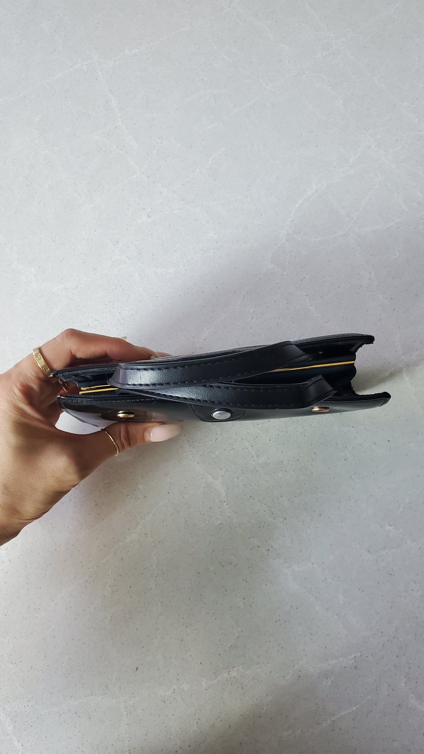 Authentic Chanel Upcycle Black Patent Wallet with Handle Straps