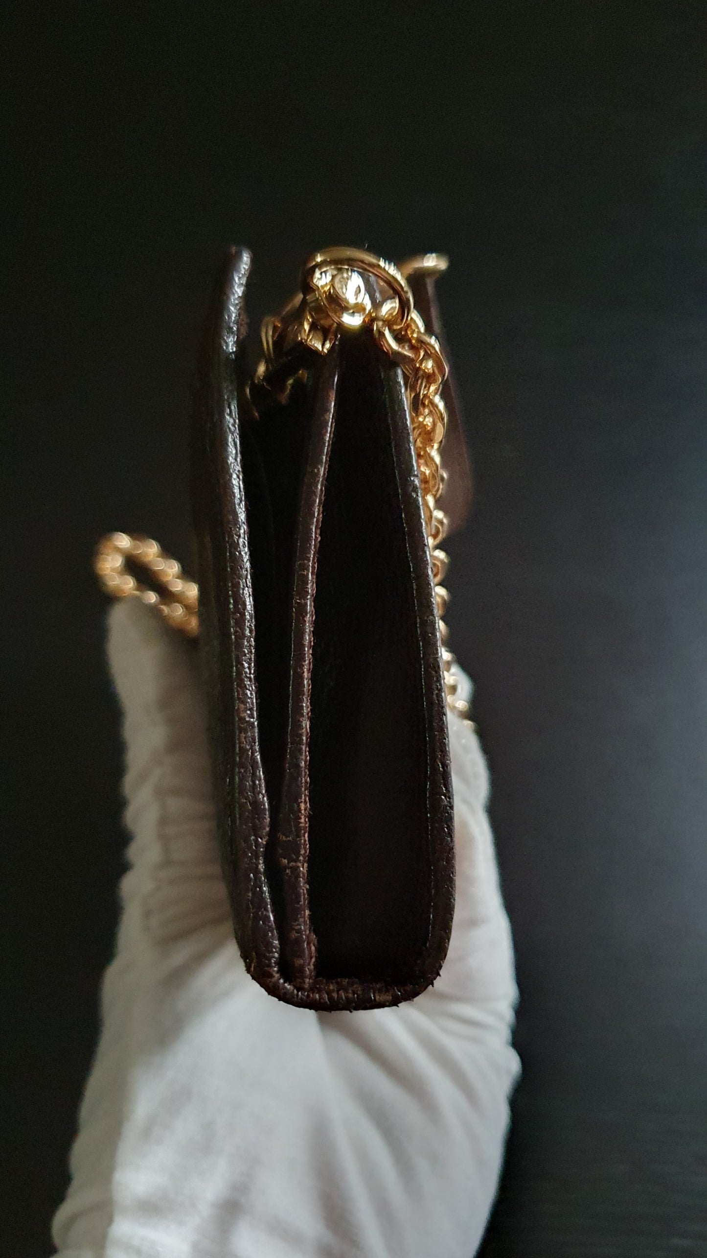 Authentic Gucci Upcycle Canvas Wallet with Strap and Chain