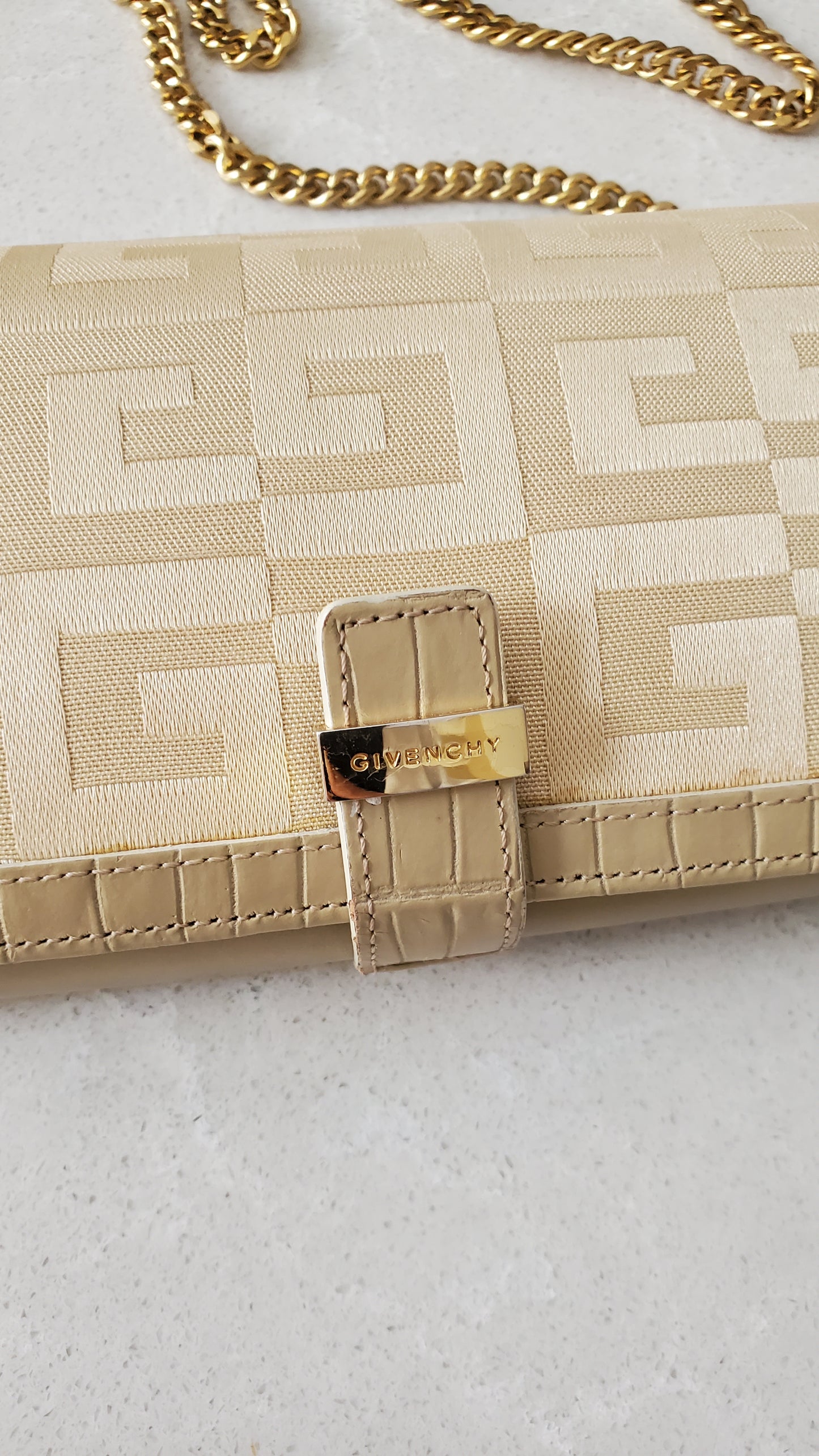 Authentic Givenchy Upcycle Long Beige Wallet on Chain