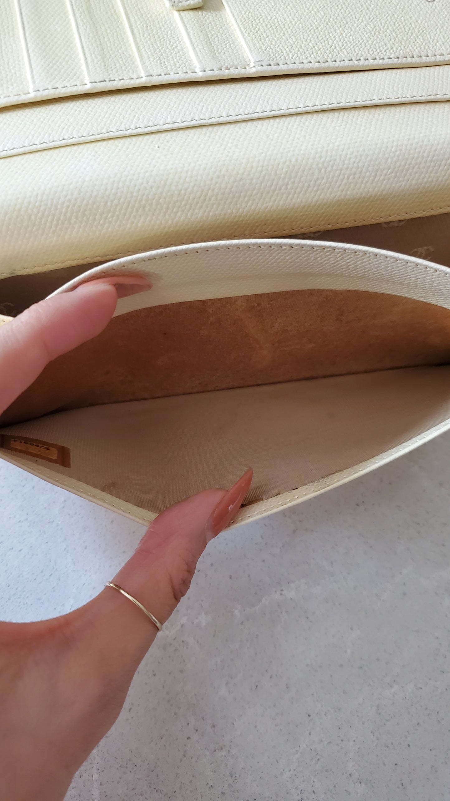 Authentic Vintage Chanel Upcycle Cream Caviar Wallet on Strap