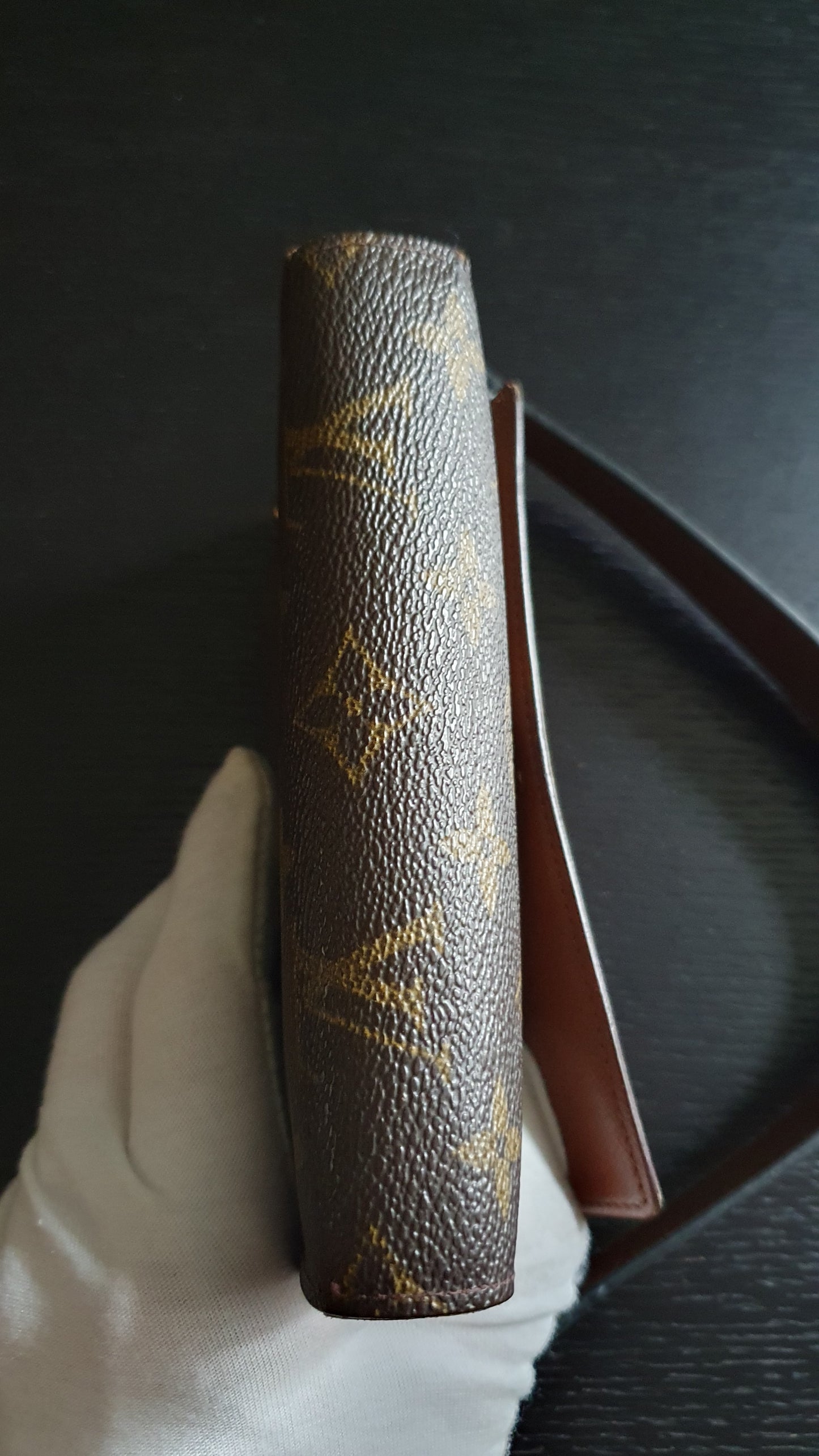 Authentic Vintage Louis Vuitton Small Brown Wallet with Short Handle Strap