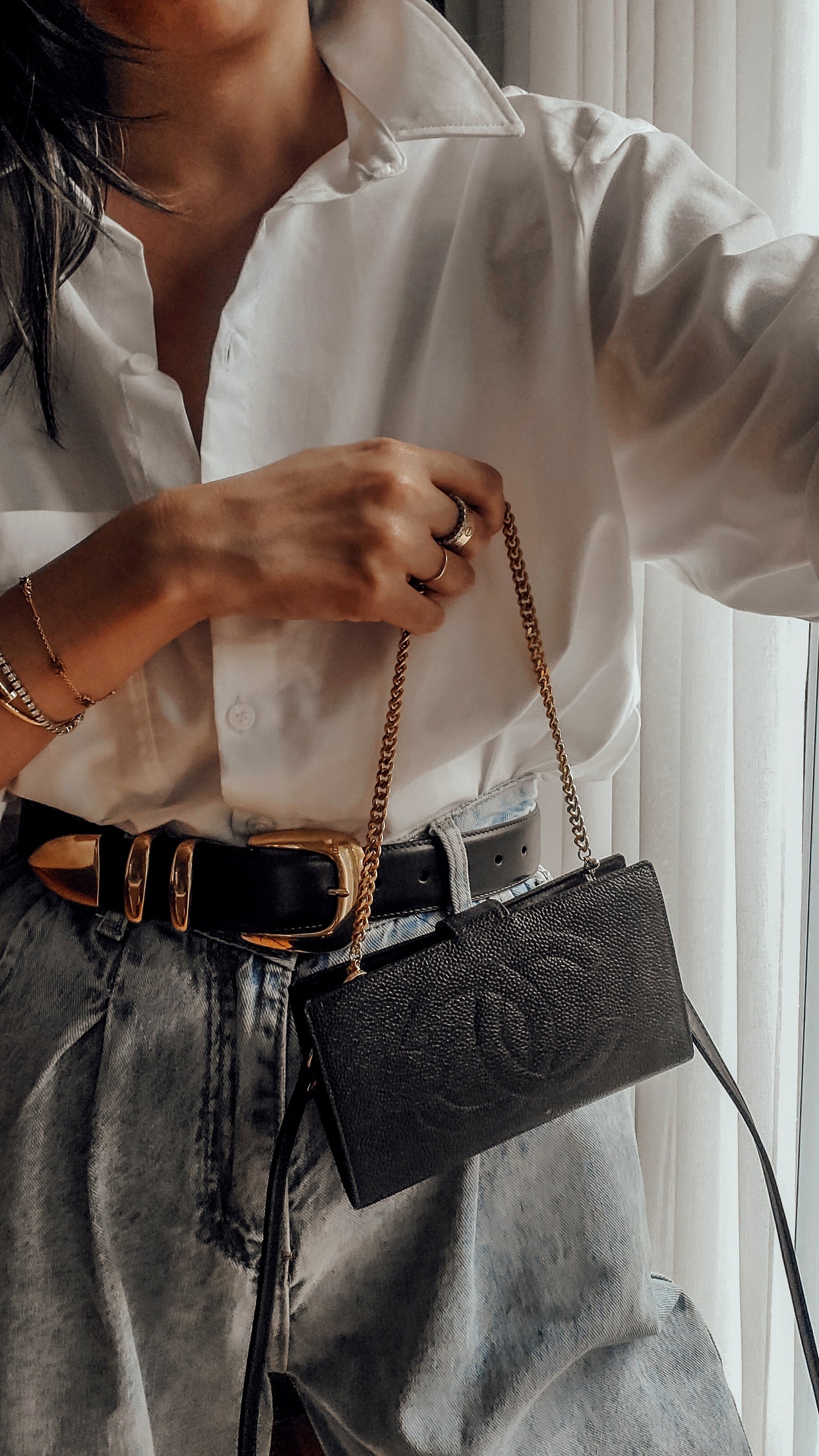 Authentic Vintage Chanel Caviar Upcycle Wallet on Chain & Strap