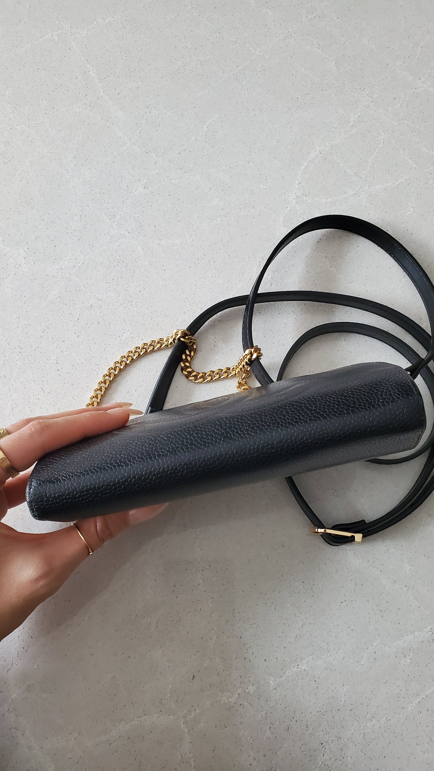 Authentic Vintage Chanel Caviar Upcycle Wallet on Chain & Strap