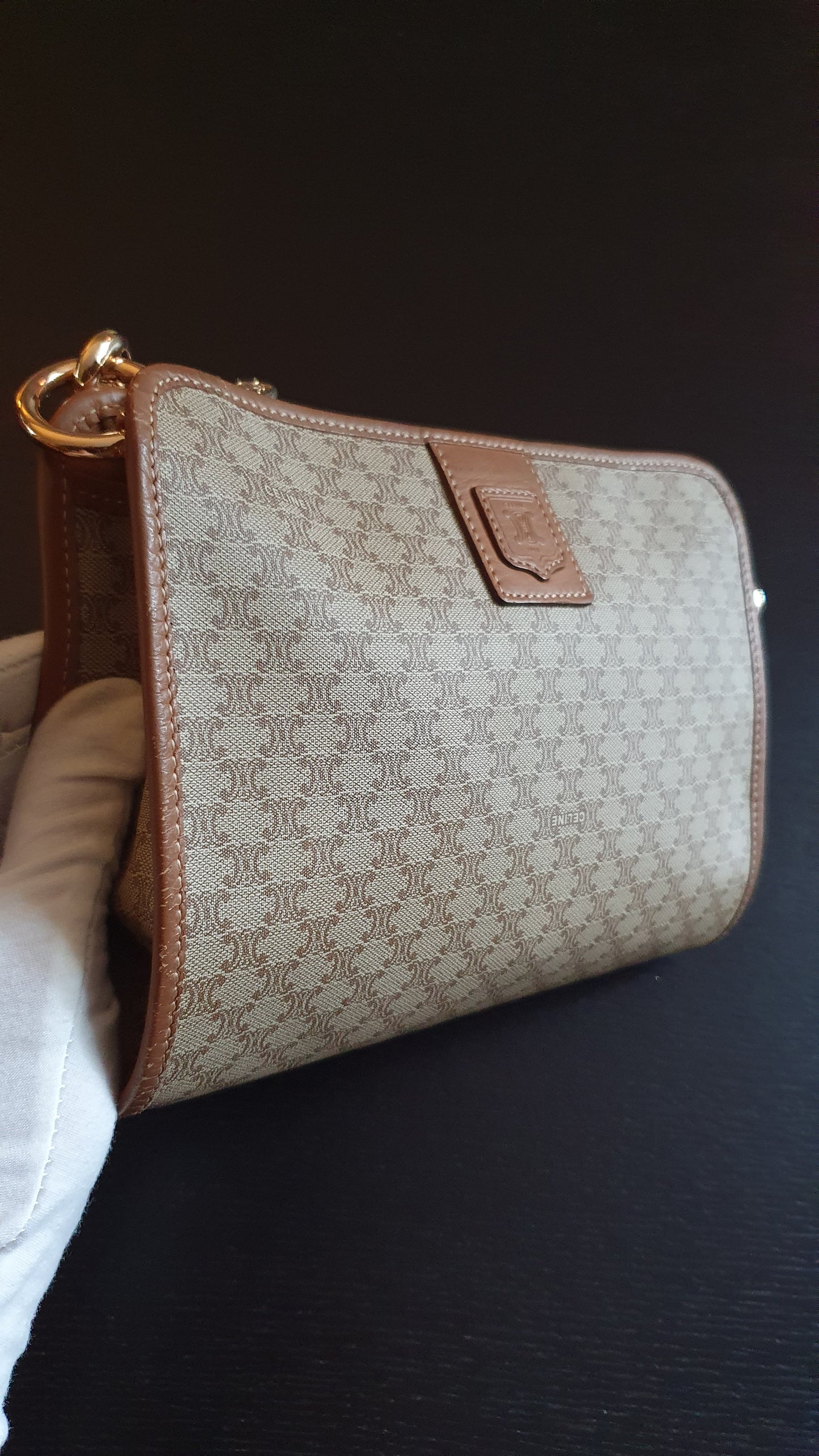 Authentic Vintage Celine Upcycle Tan Shoulder Purse