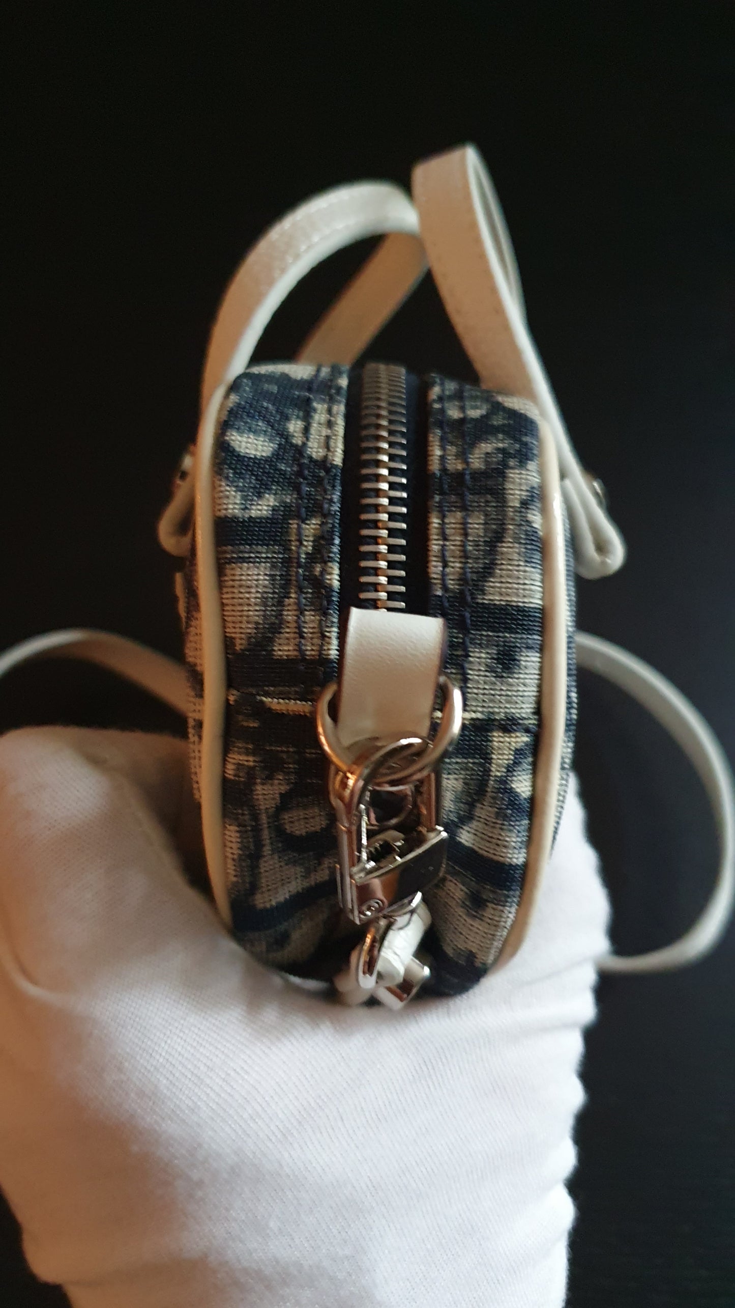 Authentic Vintage Dior Upcycle Navy Shoulder Pouch Purse with Straps