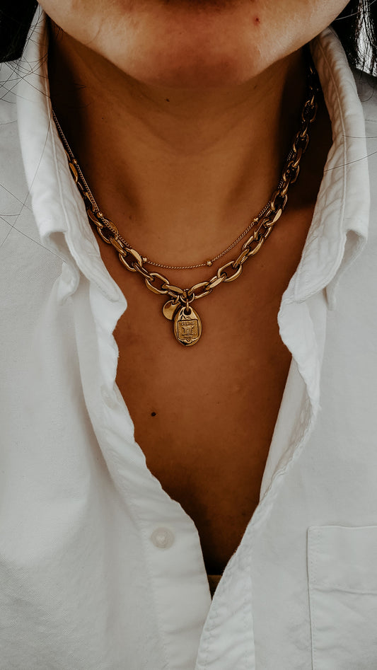 Authentic Vintage Celine Upcycle Gold Beads Layers Necklace