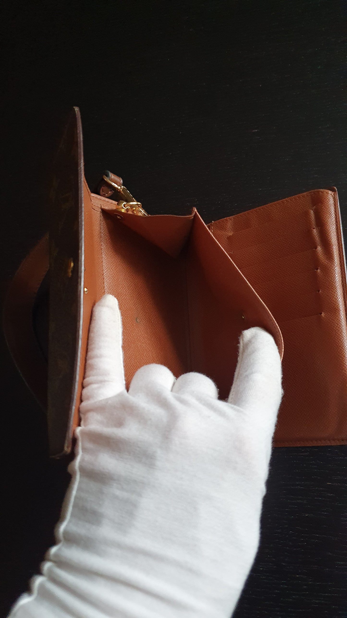 Authentic Vintage Louis Vuitton Small Brown Wallet with Short Handle Strap