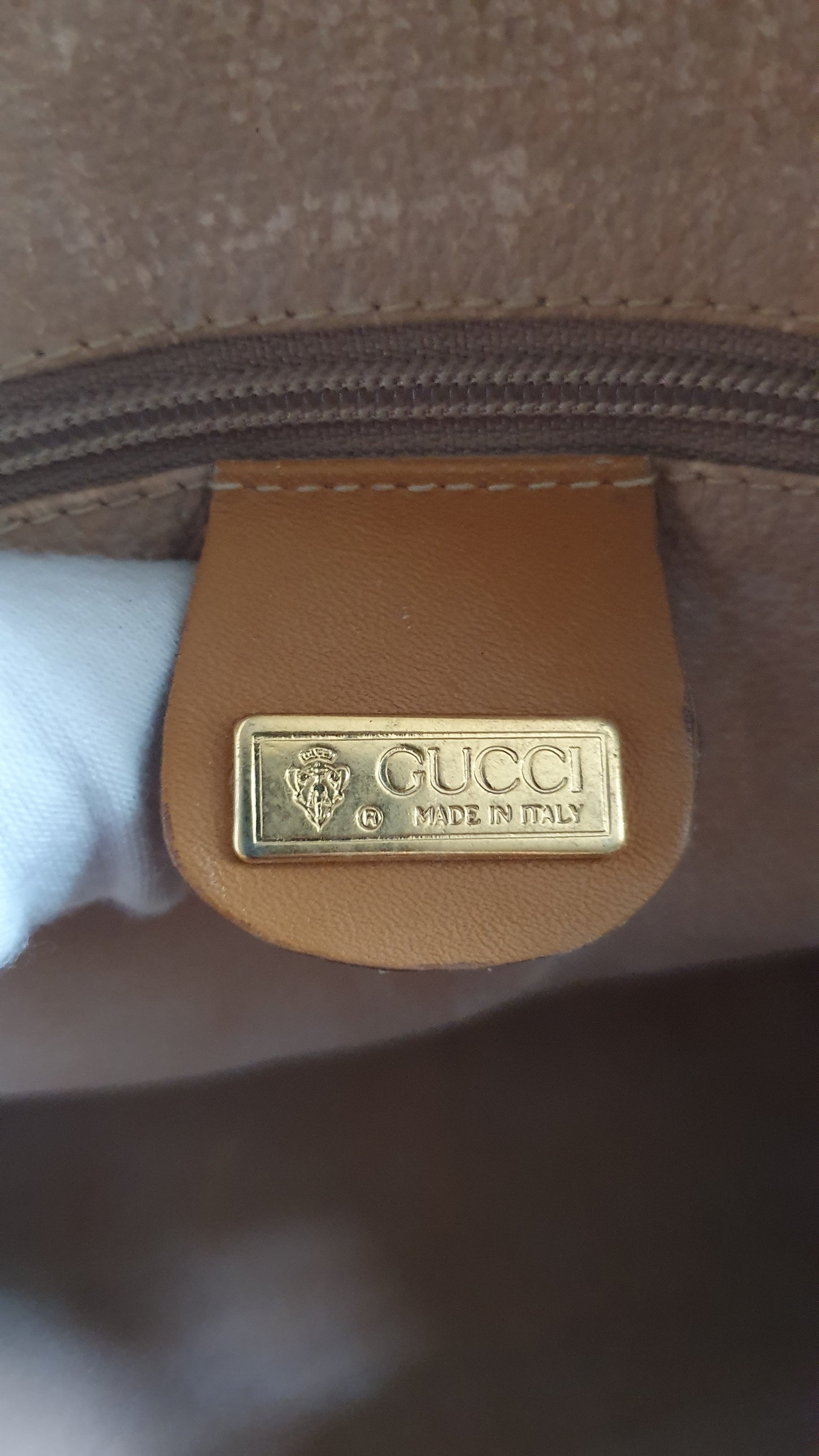 Authentic Vintage Gucci Upcycle Tan Bag (with thick shoulder chain)