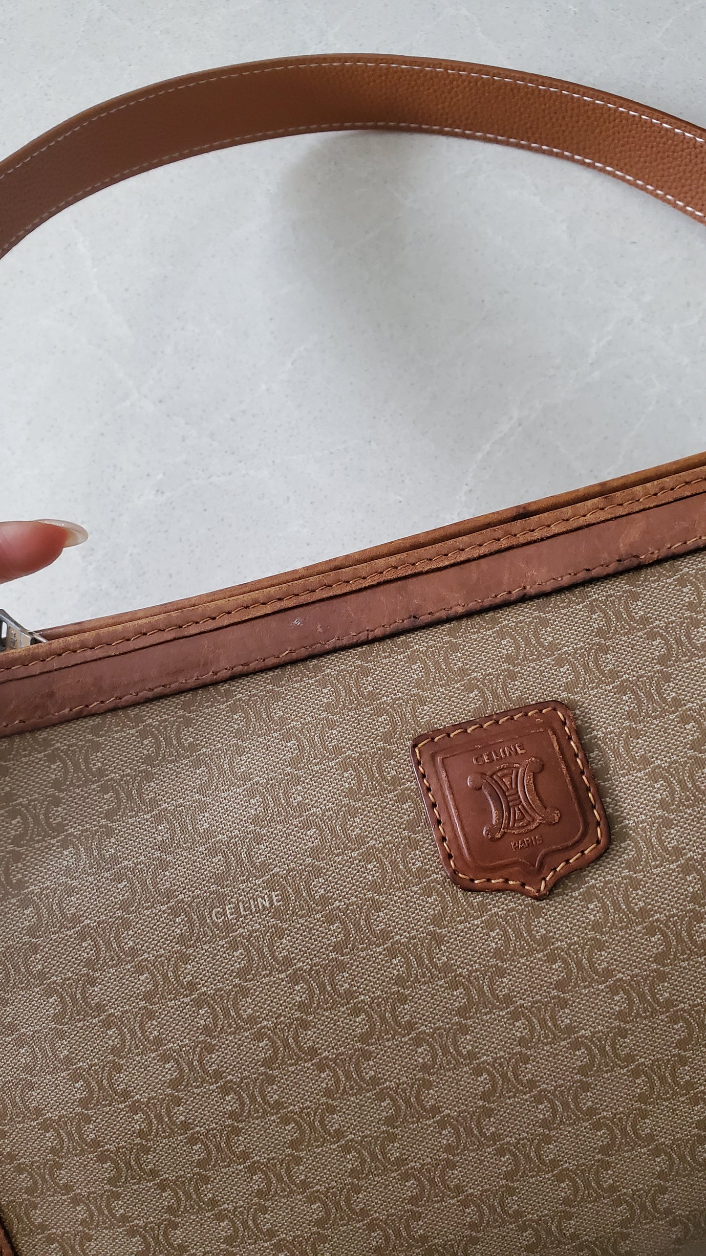 Authentic Vintage Celine Upcycle Shoulder Tan Purse