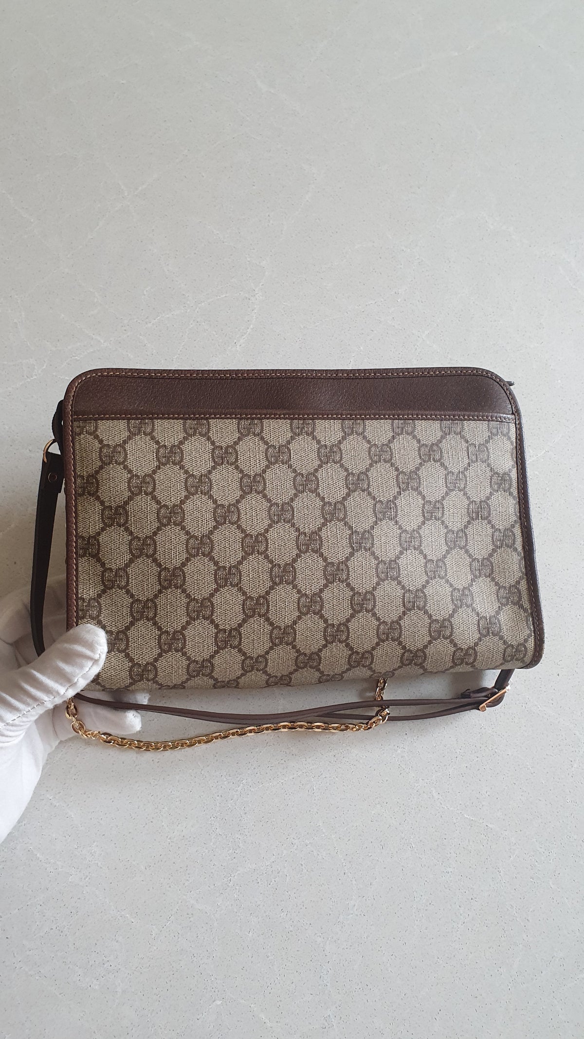 Authentic Vintage Gucci Upcycle Brown Purse with Straps and Chain