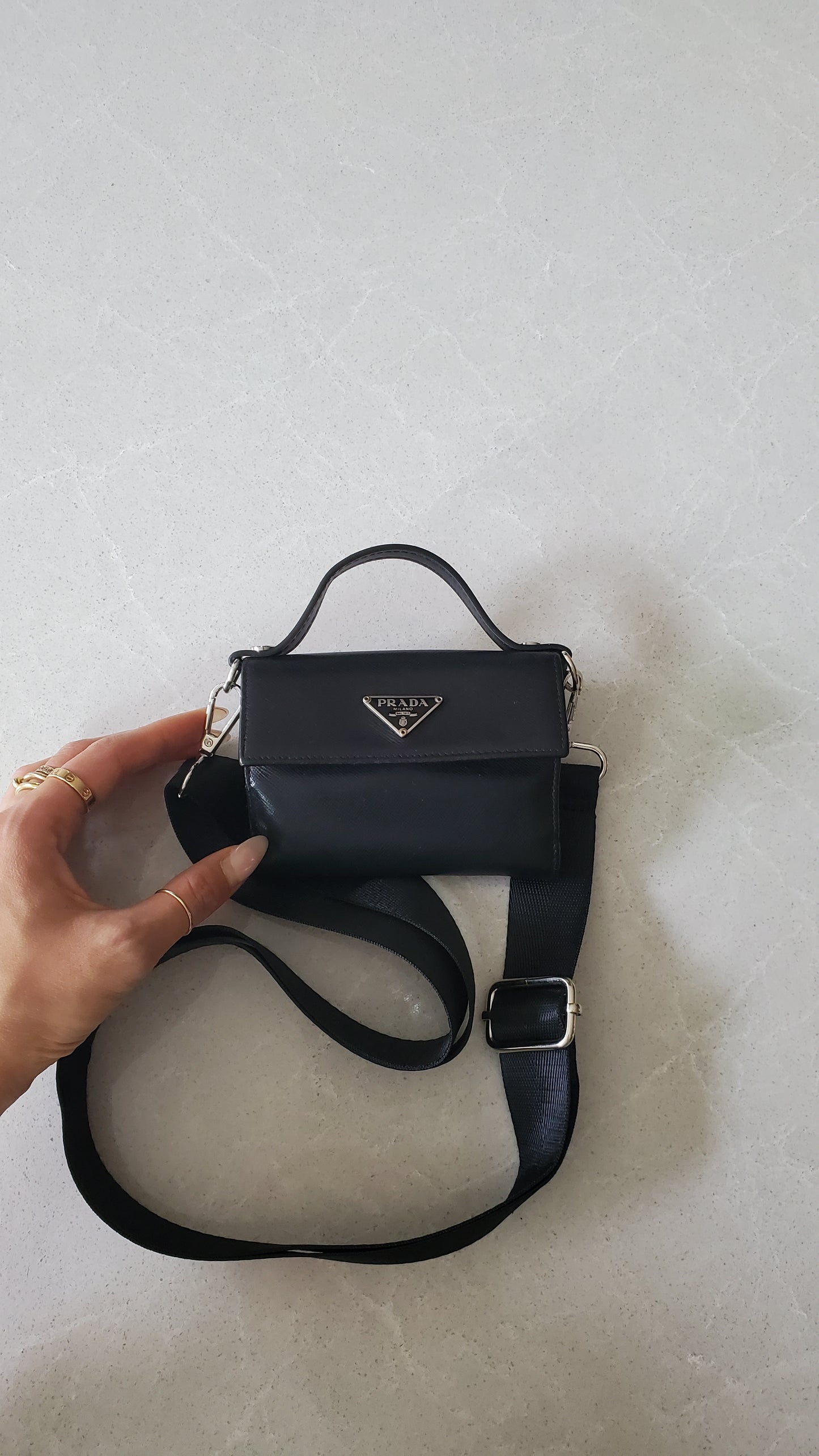 Authentic Prada Upcycle Black Wallet with Straps