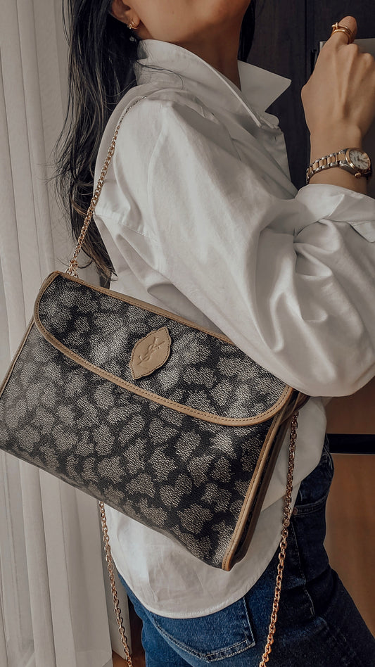 Authentic Vintage YSL Yves Saint Laurent Upcycle Print Purse with Chains