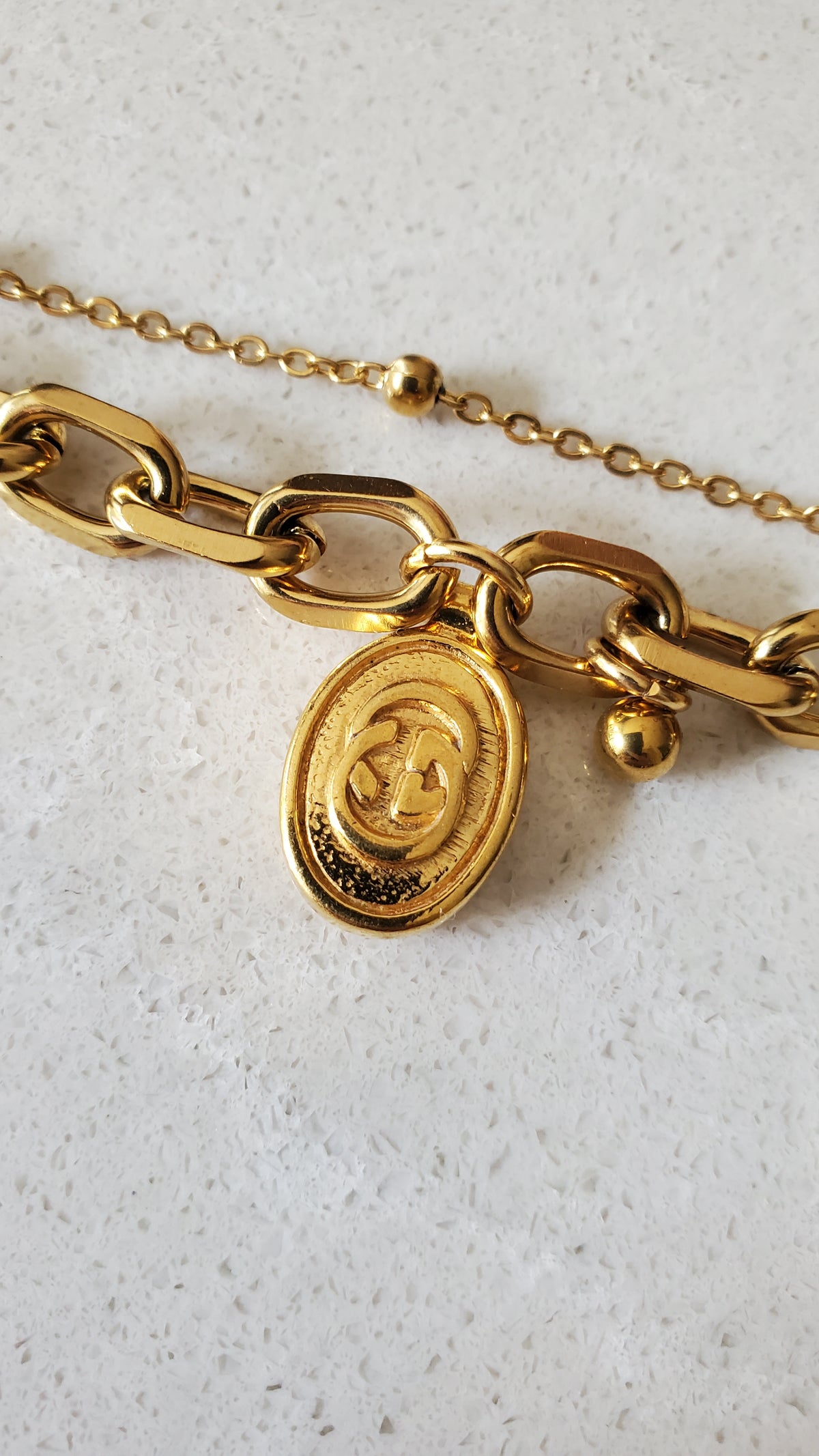 Authentic Vintage Gucci Upcycle Gold Beads Layers Necklace