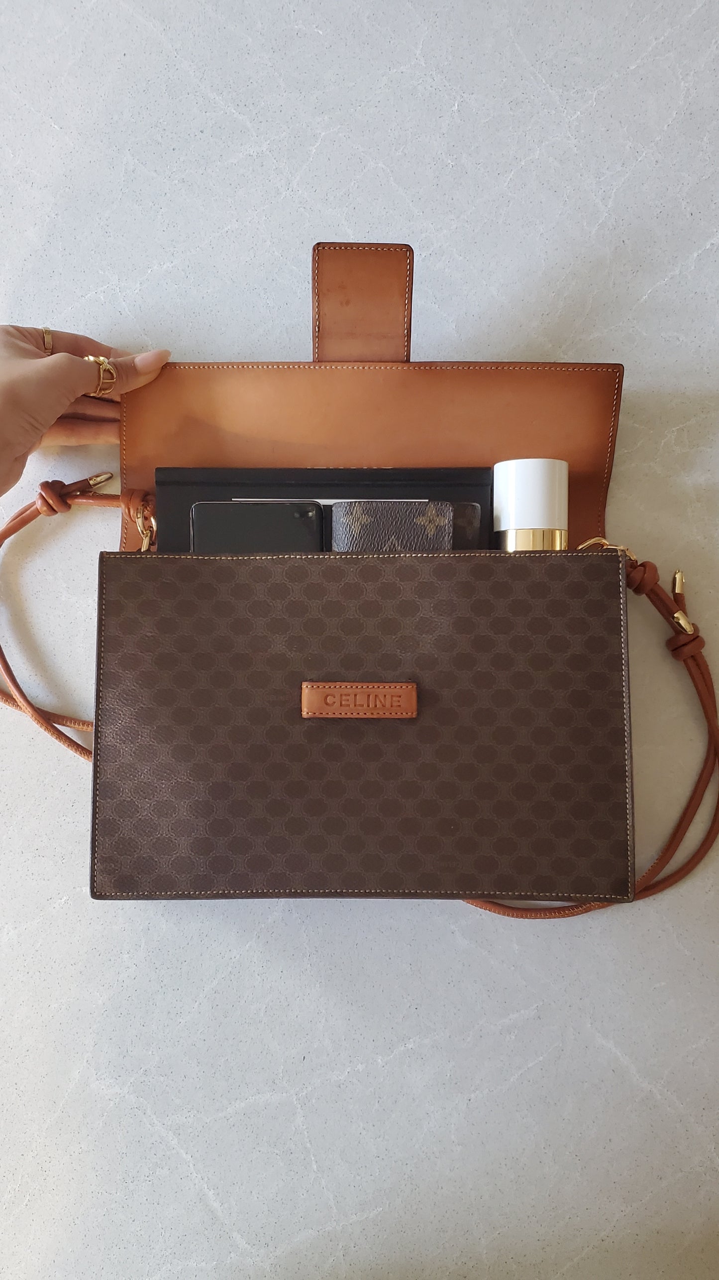 *Rare* Authentic Vintage Celine Upcycle Brown Versatile Purse with Strap